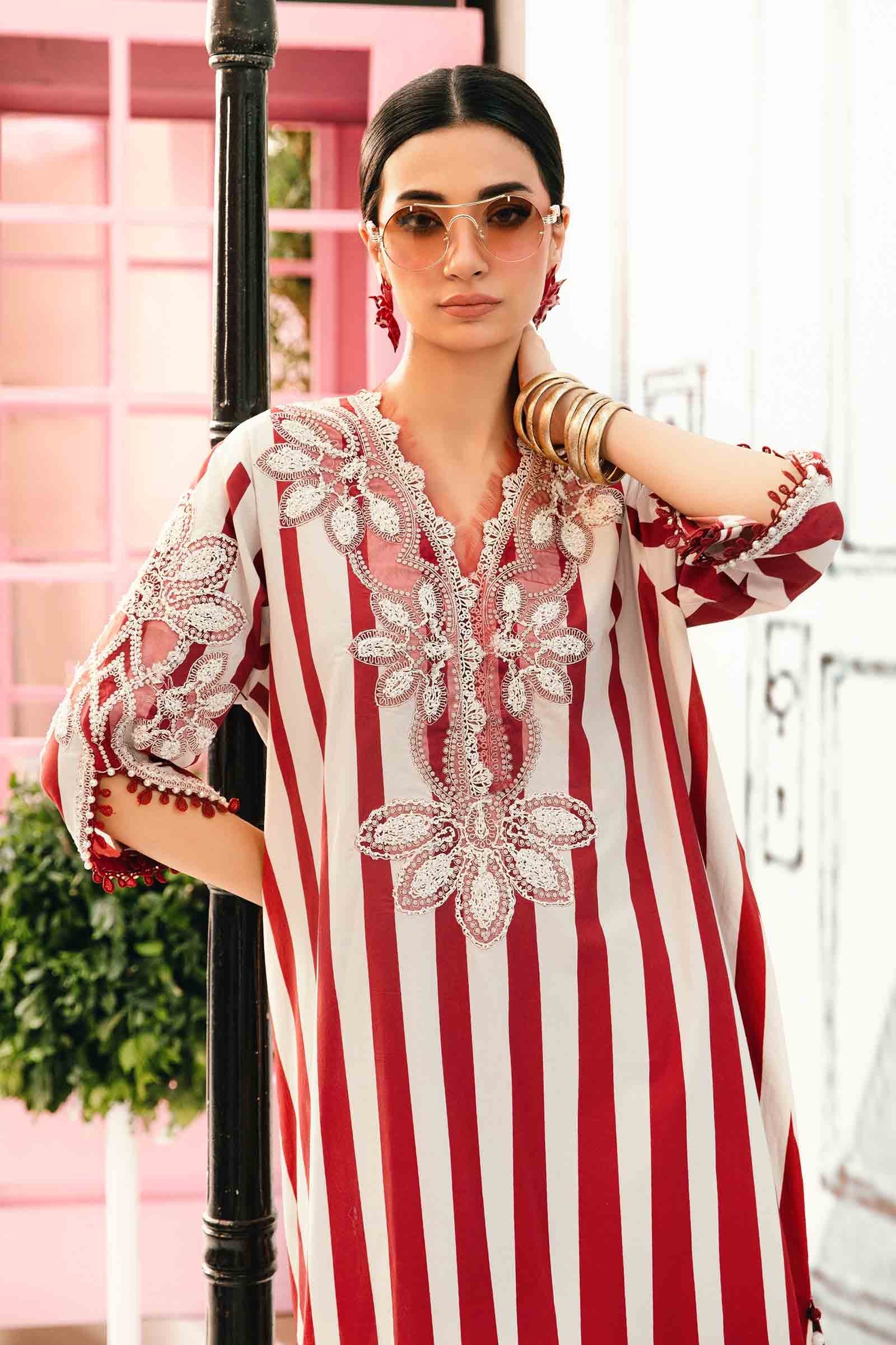 3 Piece Unstitched Embroidered Lawn Suit | MPT-2609-A - MARIA.B
