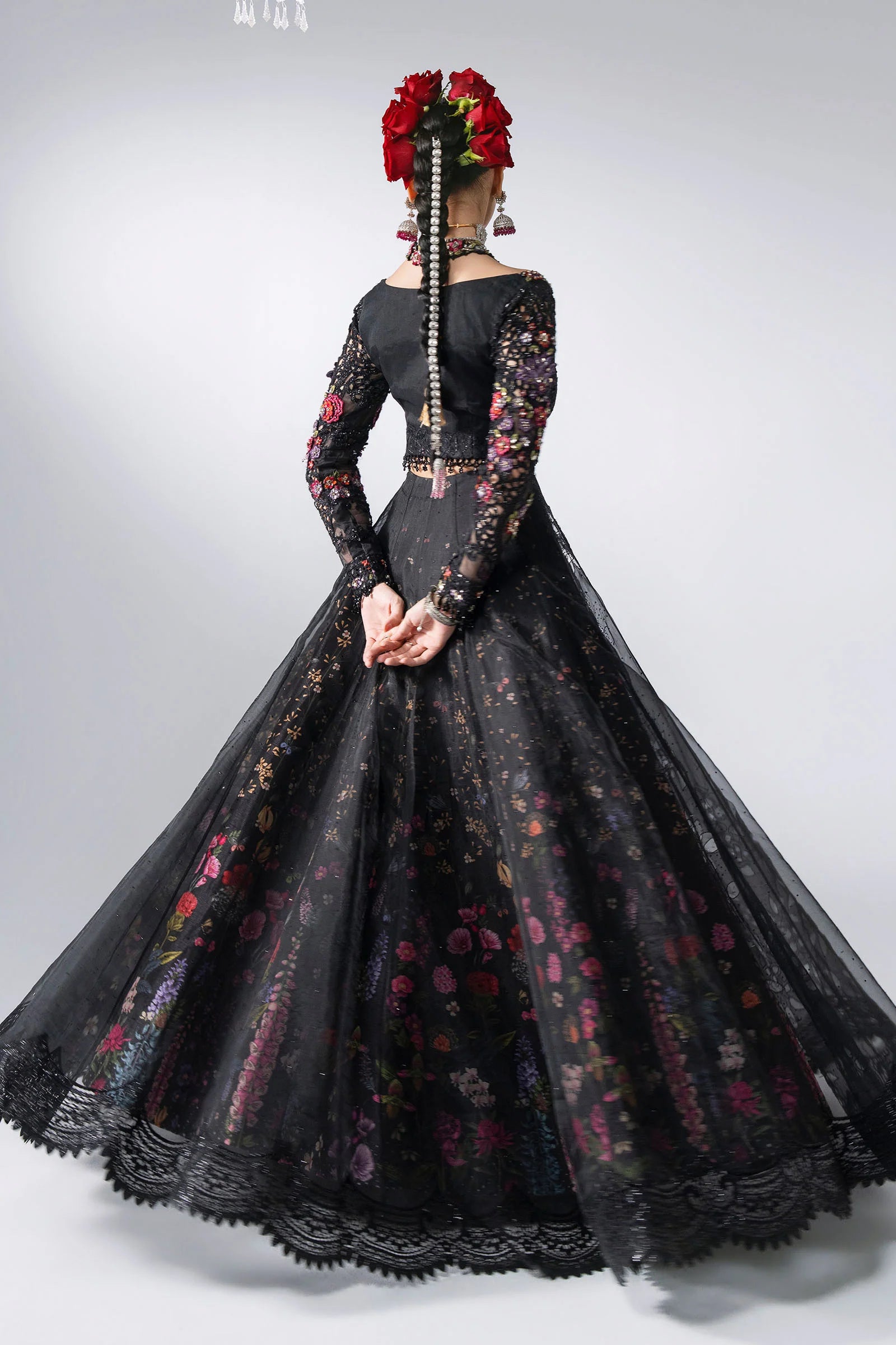 3 Piece Unstitched Embroidered Organza MARIA B MBROIDERED Suit | D-1