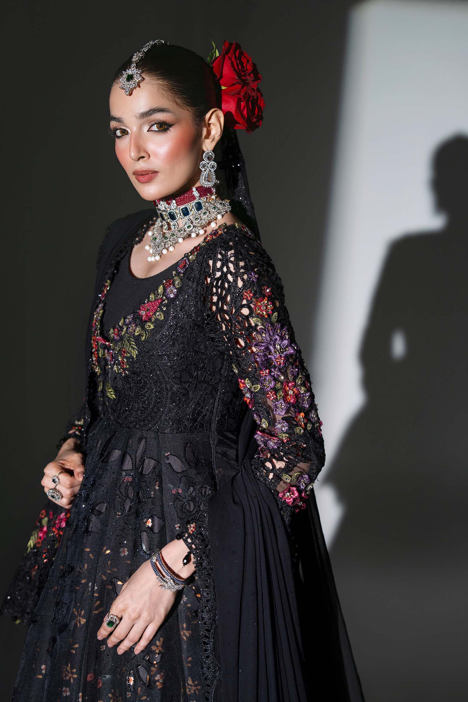 3 Piece Unstitched Embroidered Organza MARIA B MBROIDERED Suit | D-1
