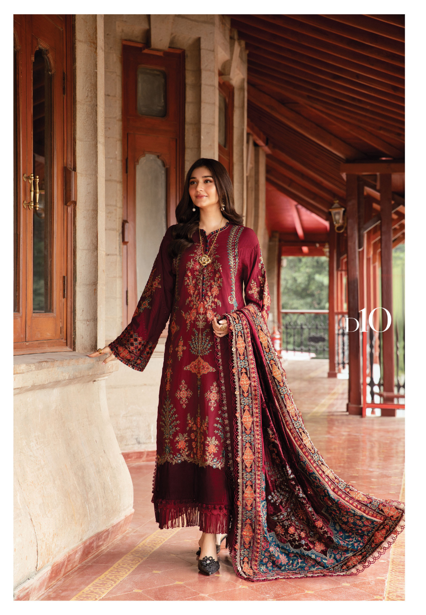 3 Piece Unstitched Embroidered Twill Linen Suit | DL-1210 | Maria B