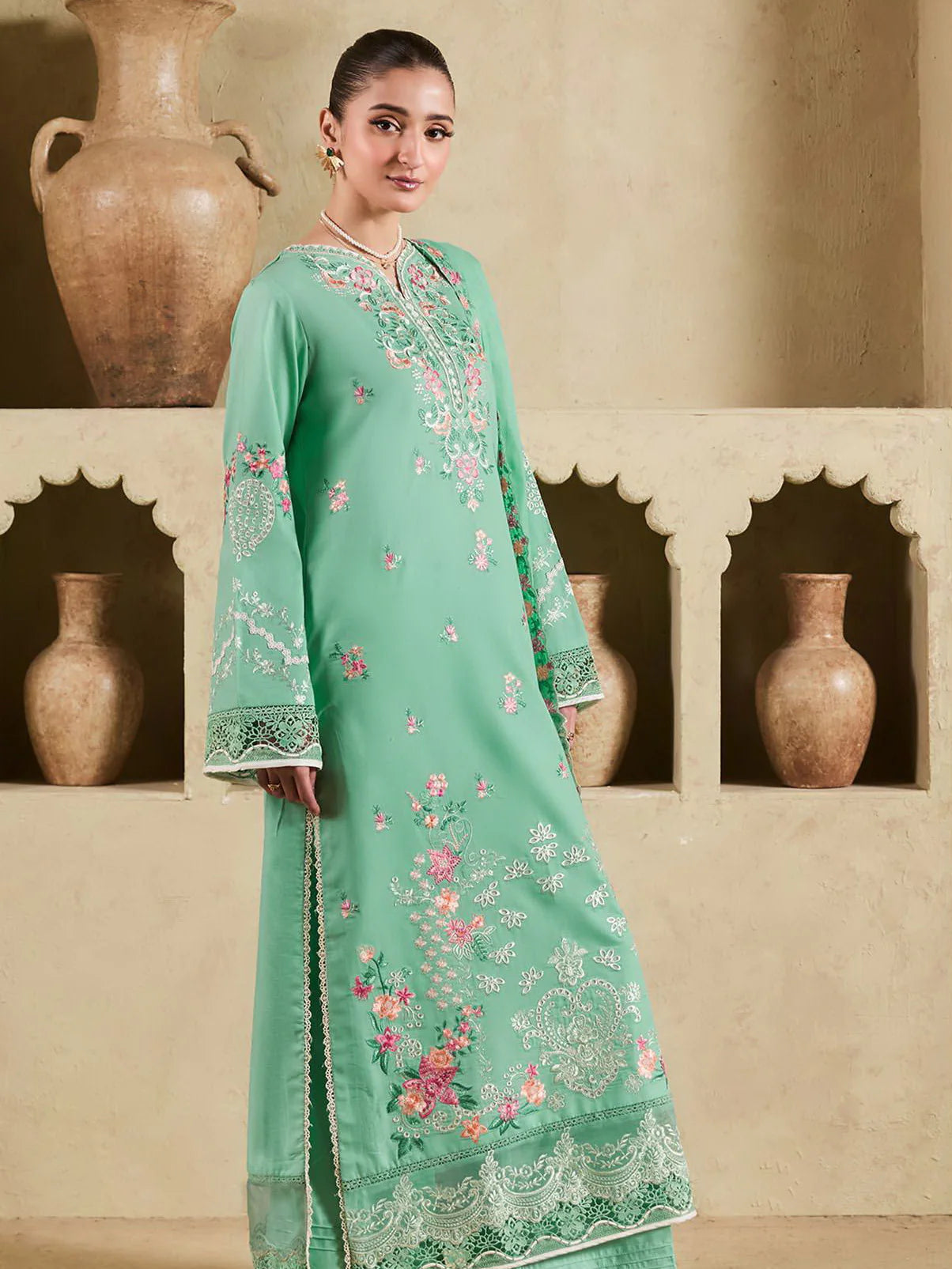 D-10 | Raha by RajBari Premium Summer Embroidered Lawn Unstitched 3Pc Suit