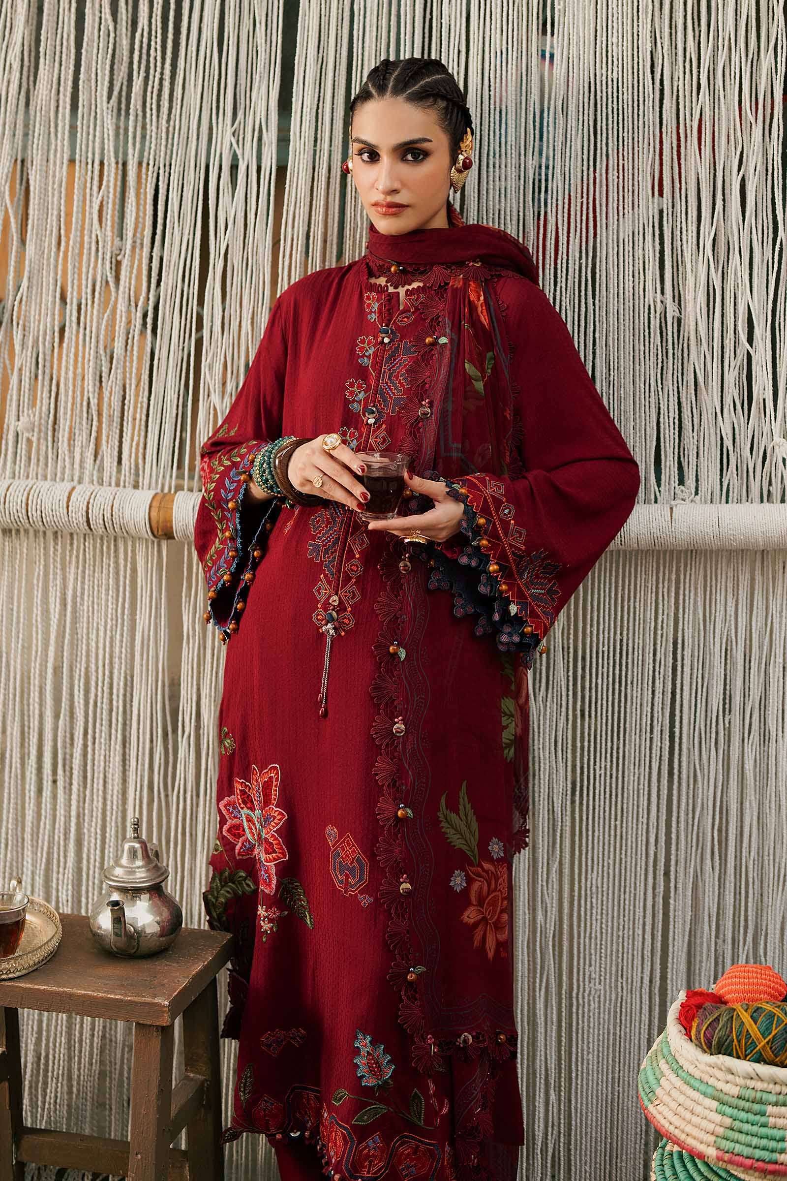 M Prints by Maria B Unstitched Embroidered Dobby Linen Suit - MPT-3110-A