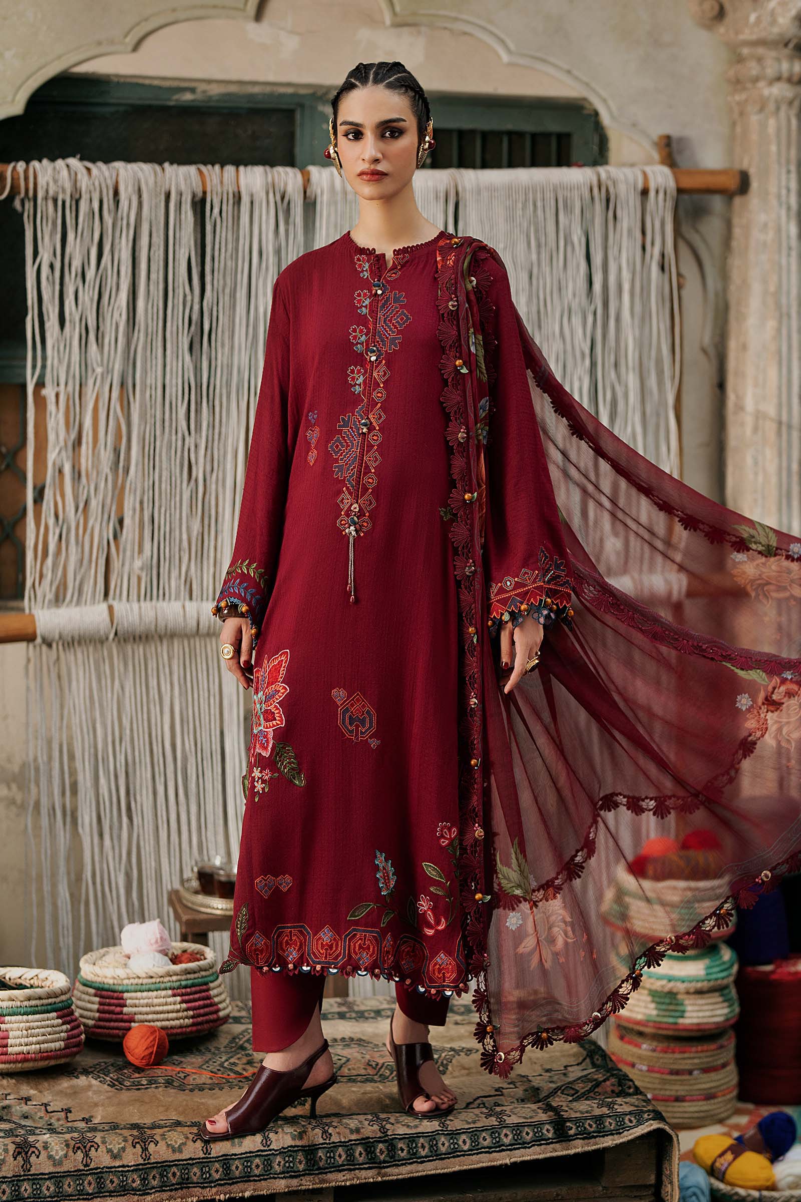 M Prints by Maria B Unstitched Embroidered Dobby Linen Suit - MPT-3110-A