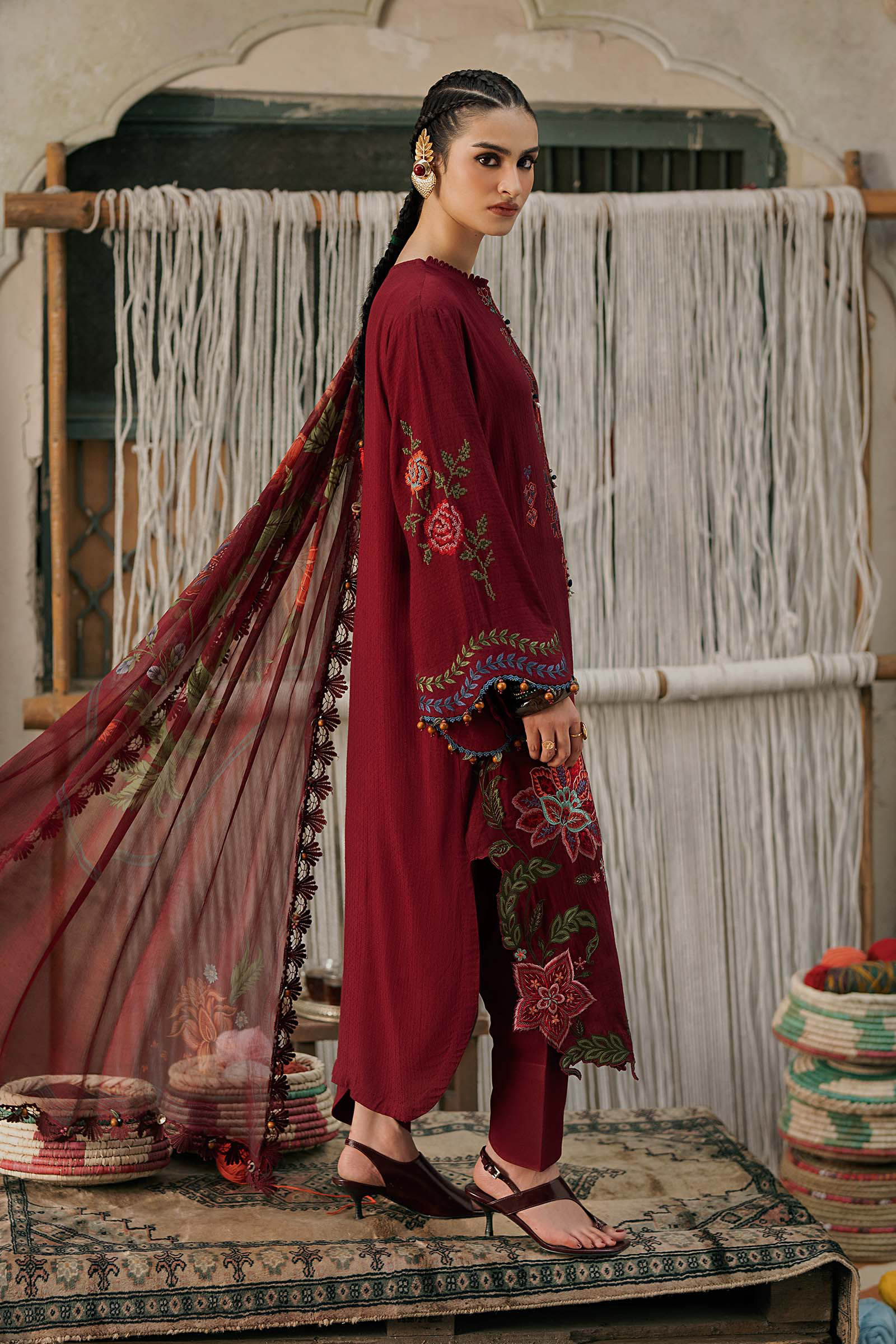 M Prints by Maria B Unstitched Embroidered Dobby Linen Suit - MPT-3110-A