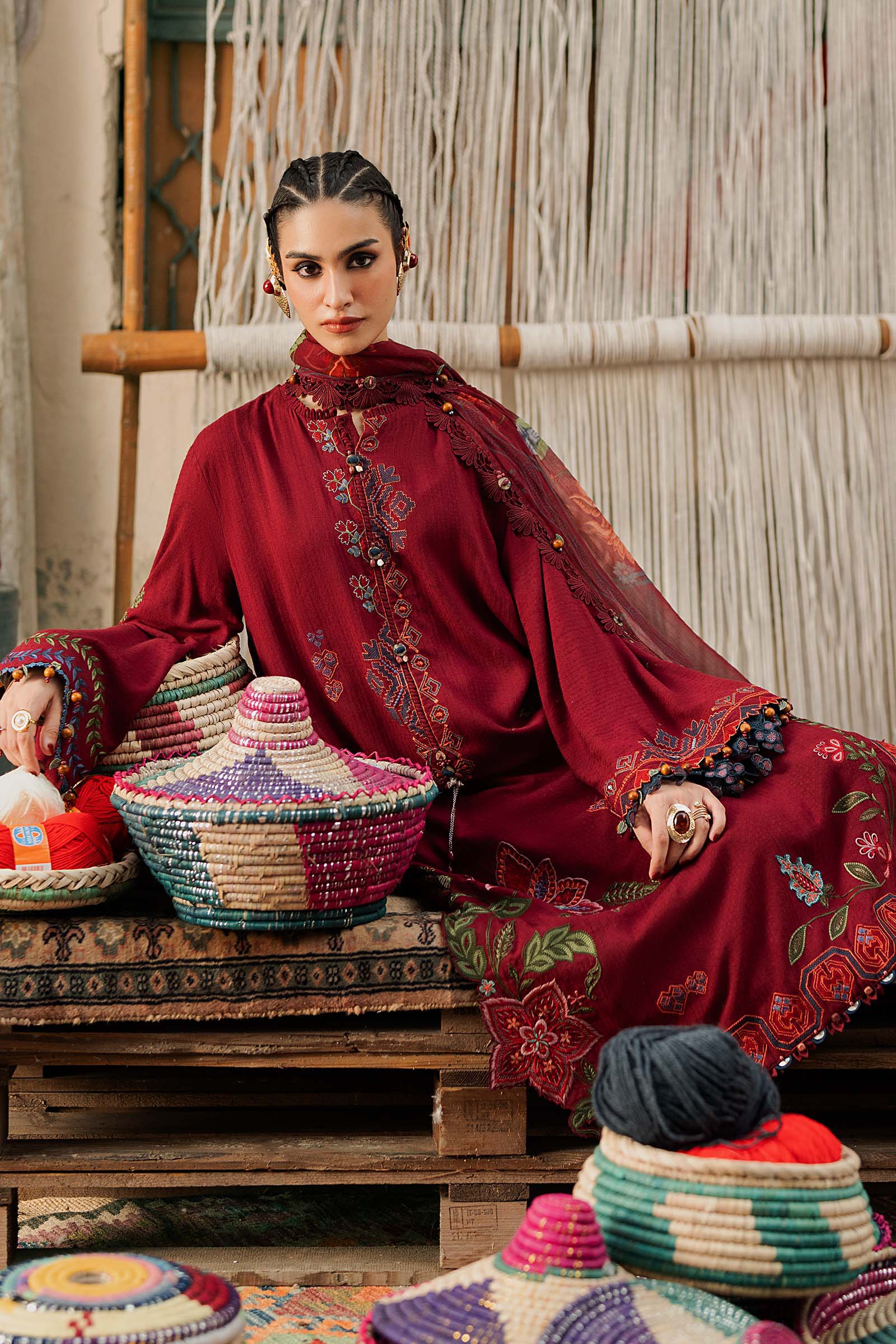 M Prints by Maria B Unstitched Embroidered Dobby Linen Suit - MPT-3110-A