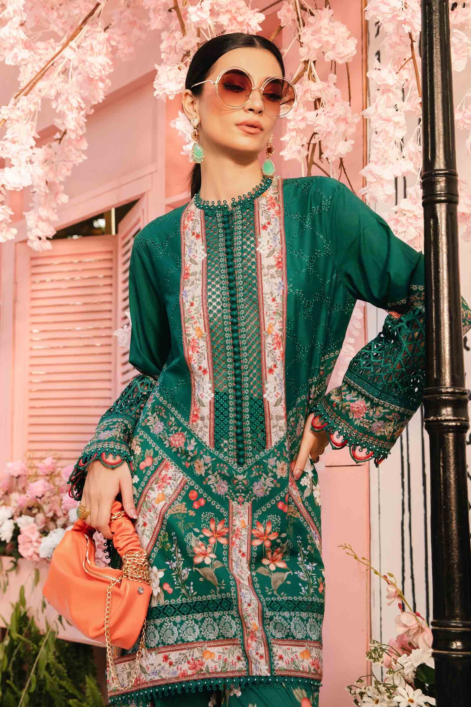 3 Piece Unstitched Embroidered Lawn Suit | MPT-2610-A - MARIA.B