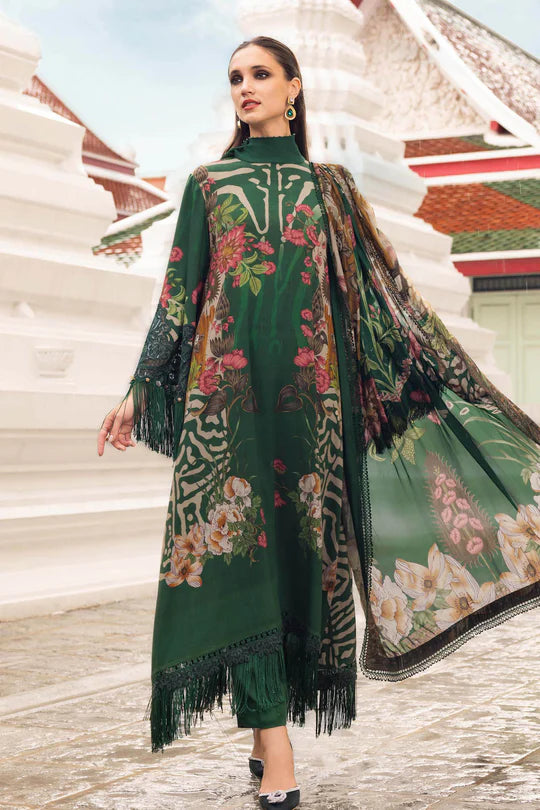 3 Piece Unstitched Embroidered Linen Suit Maria B