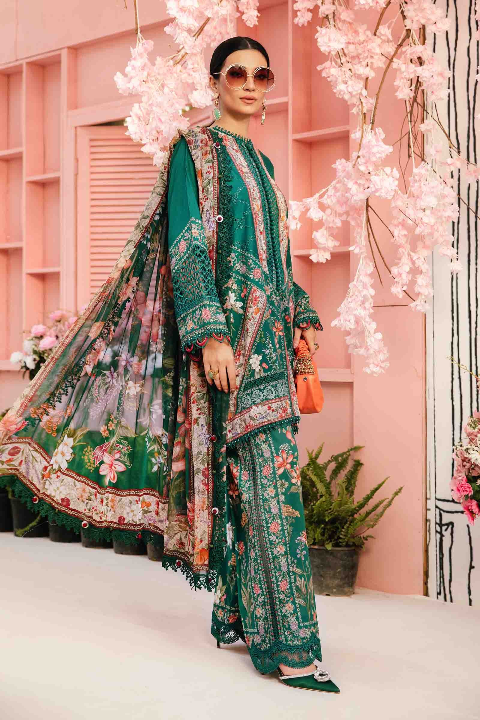 3 Piece Unstitched Embroidered Lawn Suit | MPT-2610-A - MARIA.B