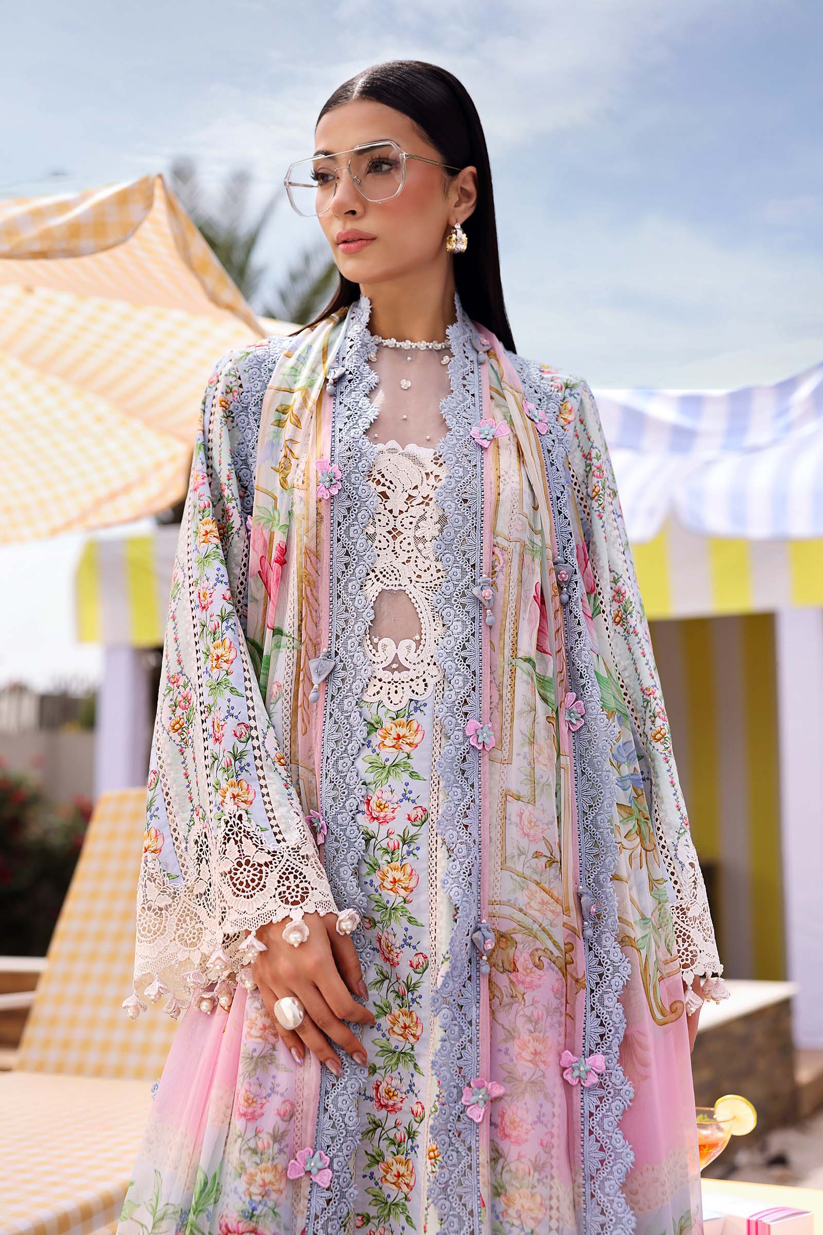 Maria.B M Prints - 3 Piece Unstitched Embroidered Lawn Suit - MPT-3010-B