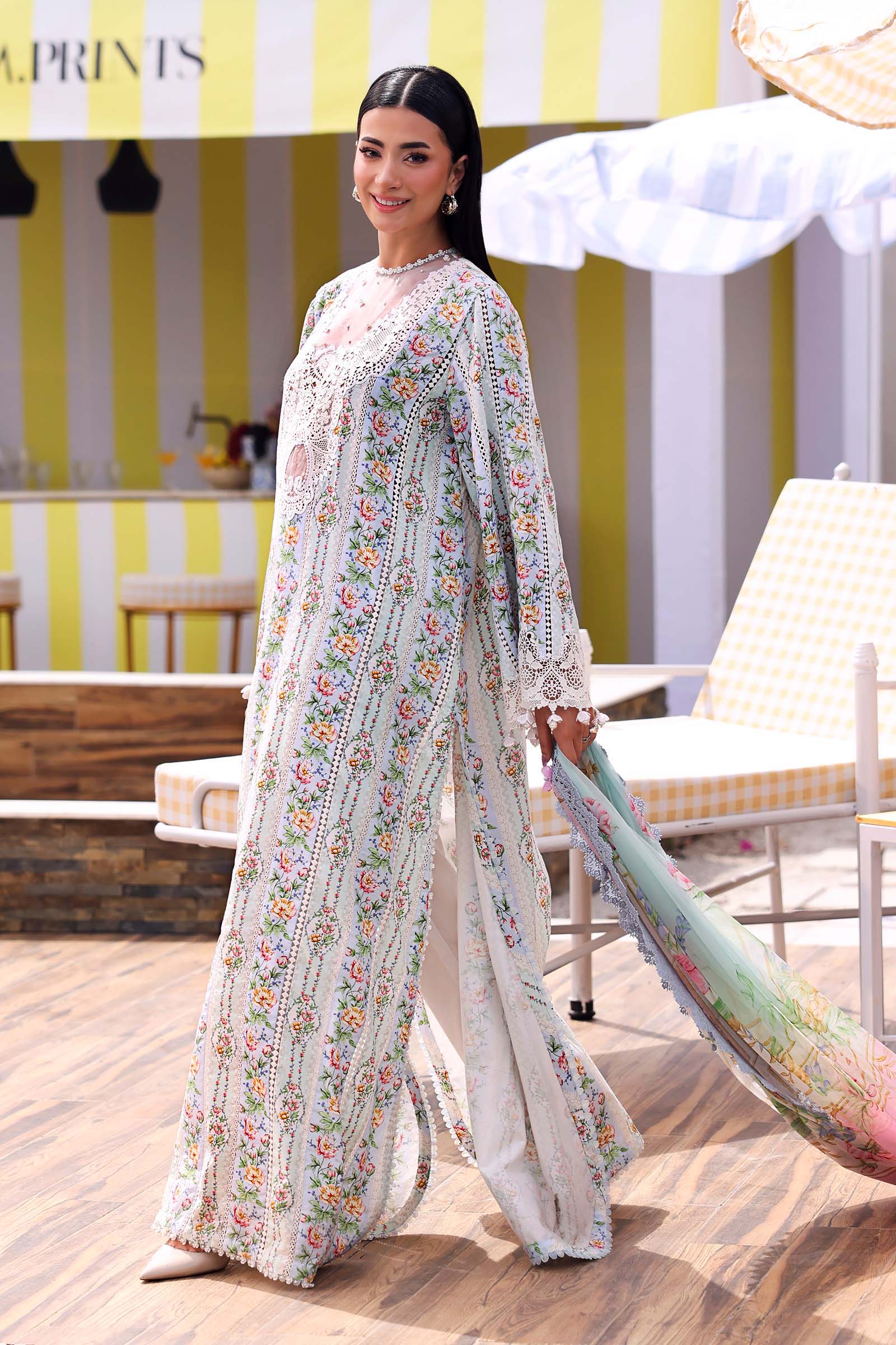 Maria.B M Prints - 3 Piece Unstitched Embroidered Lawn Suit - MPT-3010-B