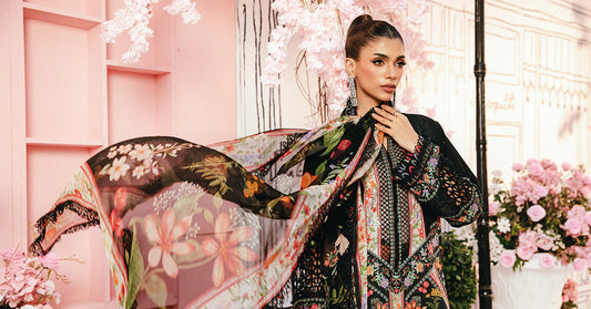 3 Piece Unstitched Embroidered Lawn Suit | MPT-2610-B - MARIA.B