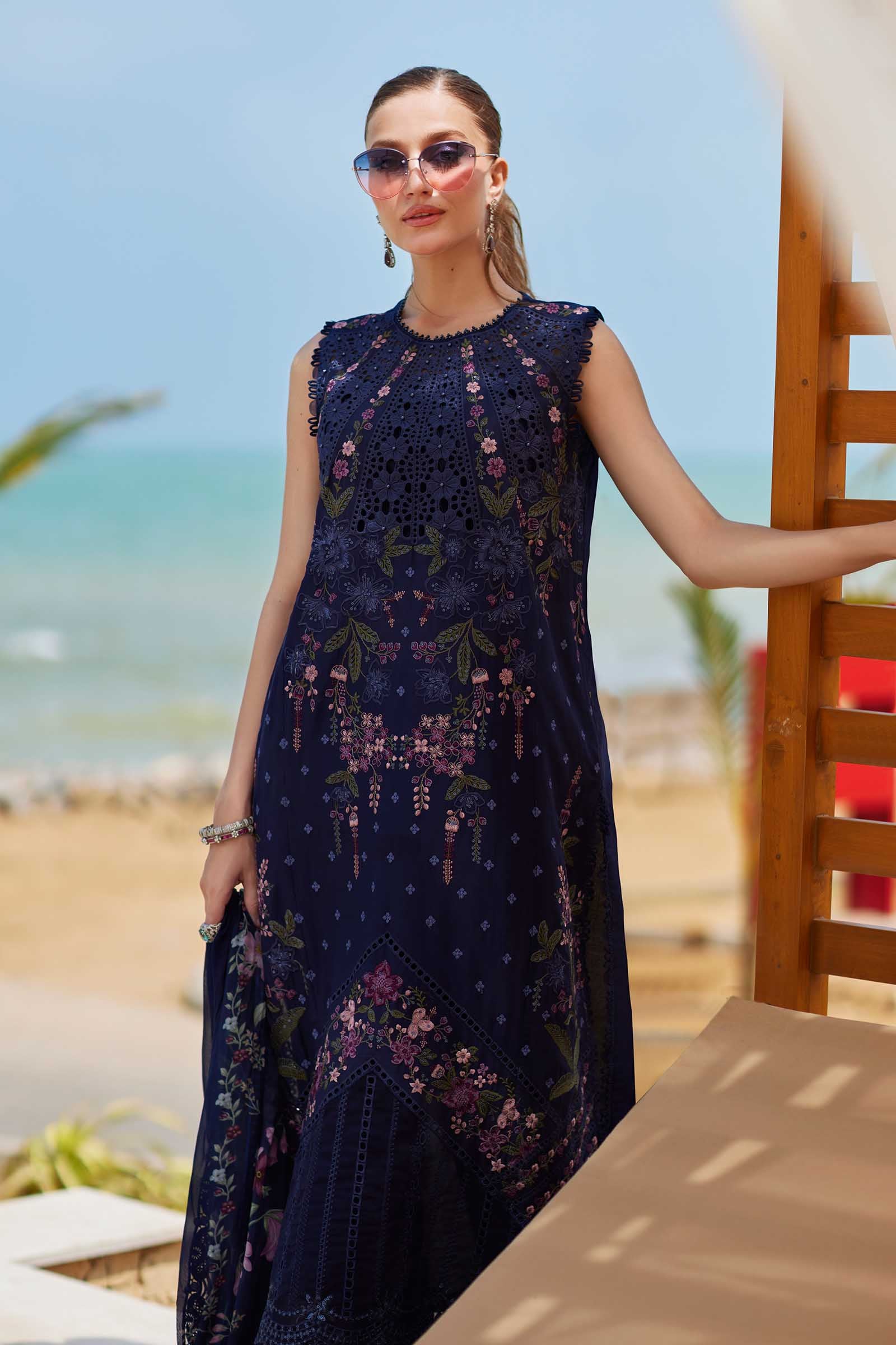 3 Piece Unstitched Embroidered Lawn Suit | EID LAWN-25-10 - MARIA.B