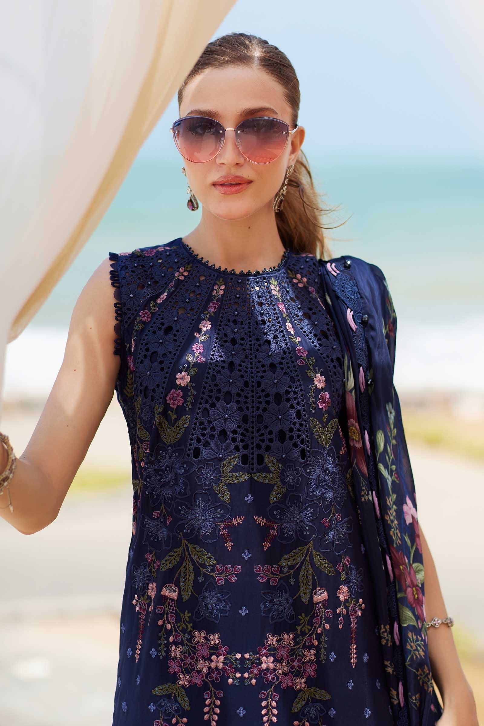 3 Piece Unstitched Embroidered Lawn Suit | EID LAWN-25-10 - MARIA.B