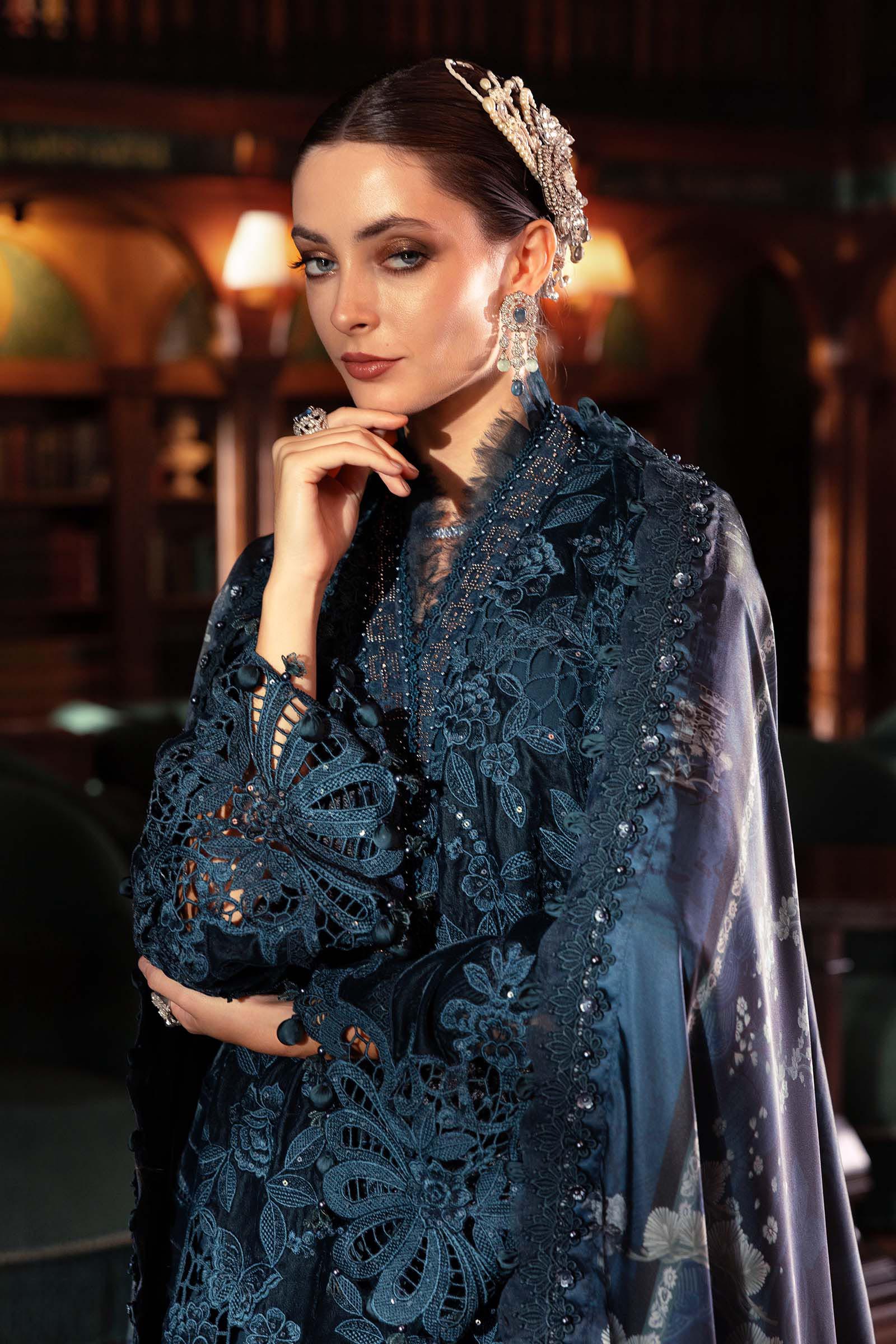 3 Piece Unstitched Embroidered Velvet Suit - MARIA.B
