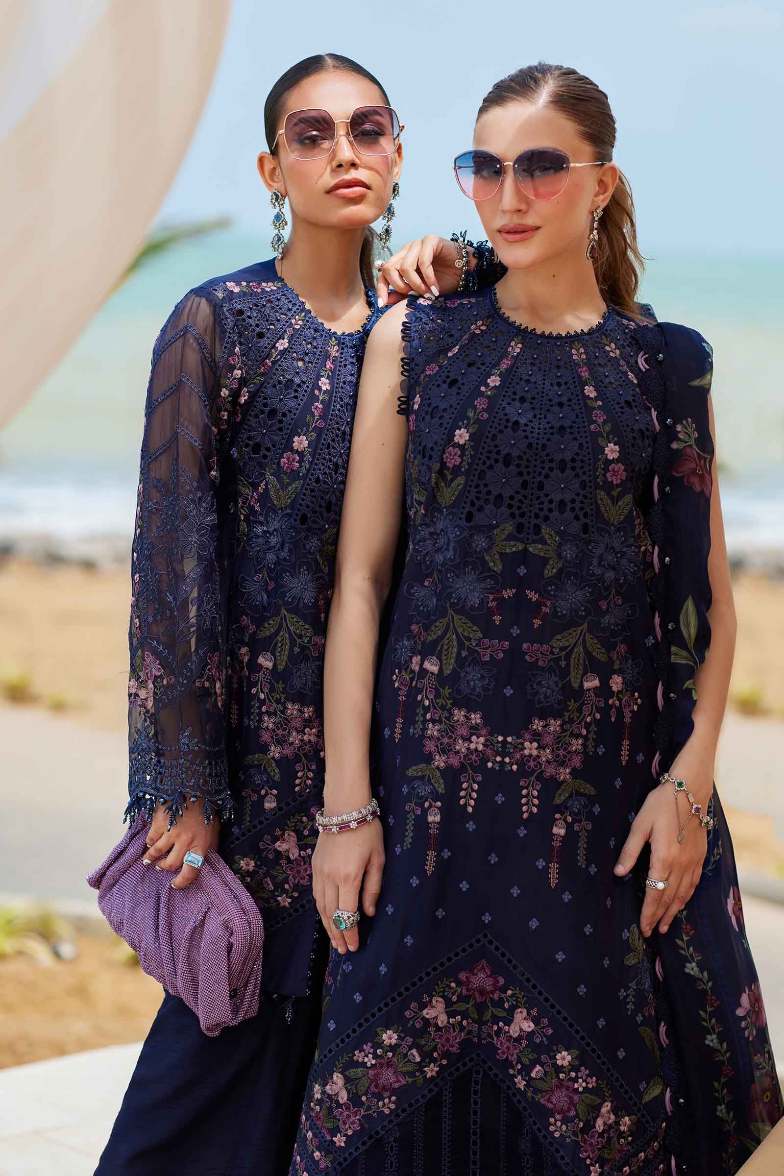 3 Piece Unstitched Embroidered Lawn Suit | EID LAWN-25-10 - MARIA.B