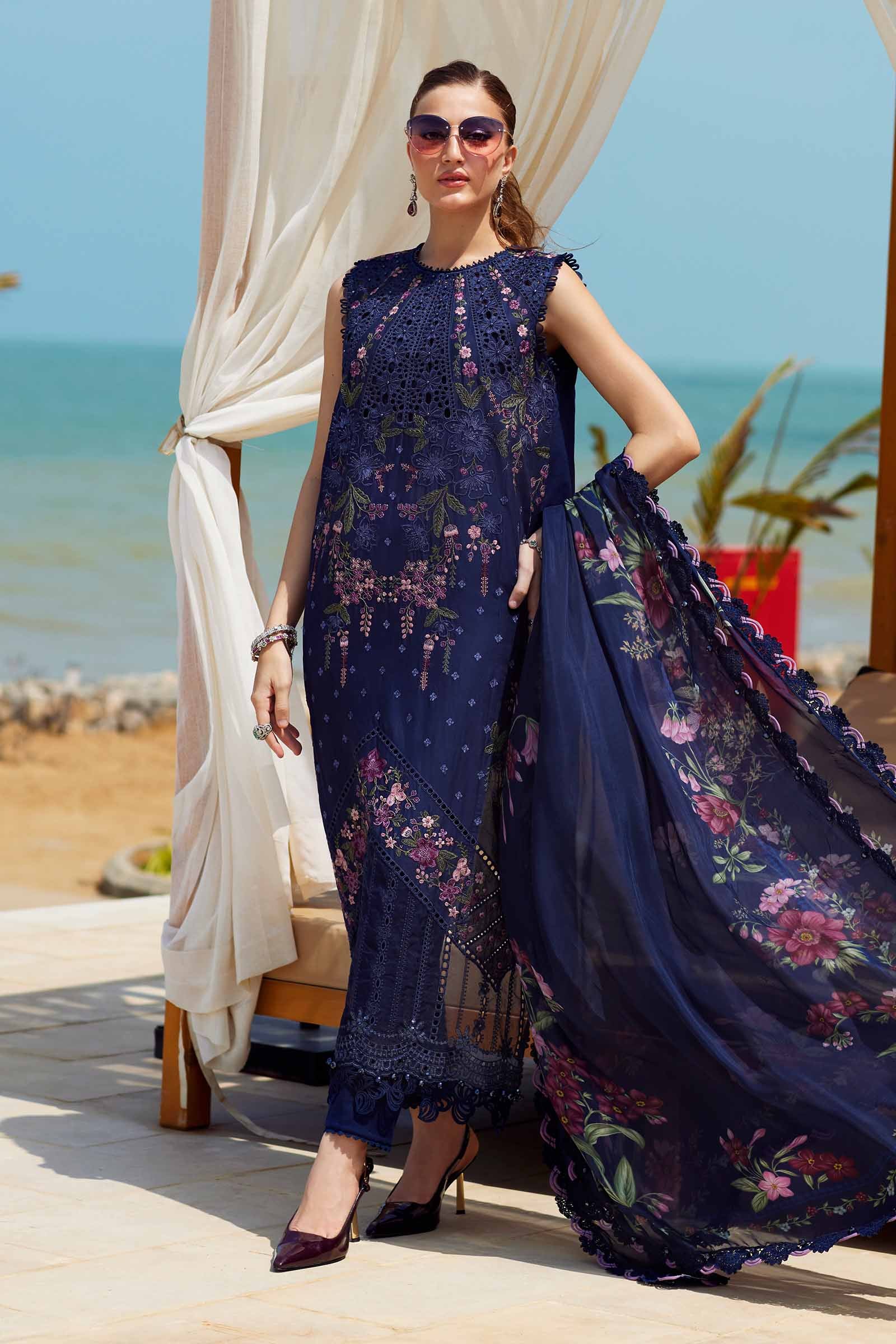 3 Piece Unstitched Embroidered Lawn Suit | EID LAWN-25-10 - MARIA.B