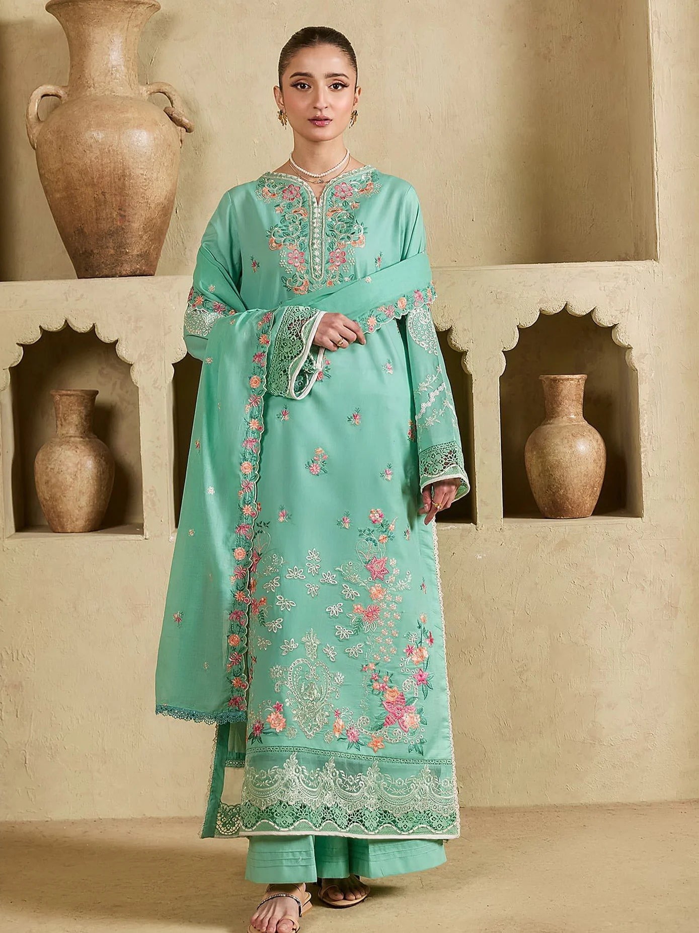 D-10 | Raha by RajBari Premium Summer Embroidered Lawn Unstitched 3Pc Suit