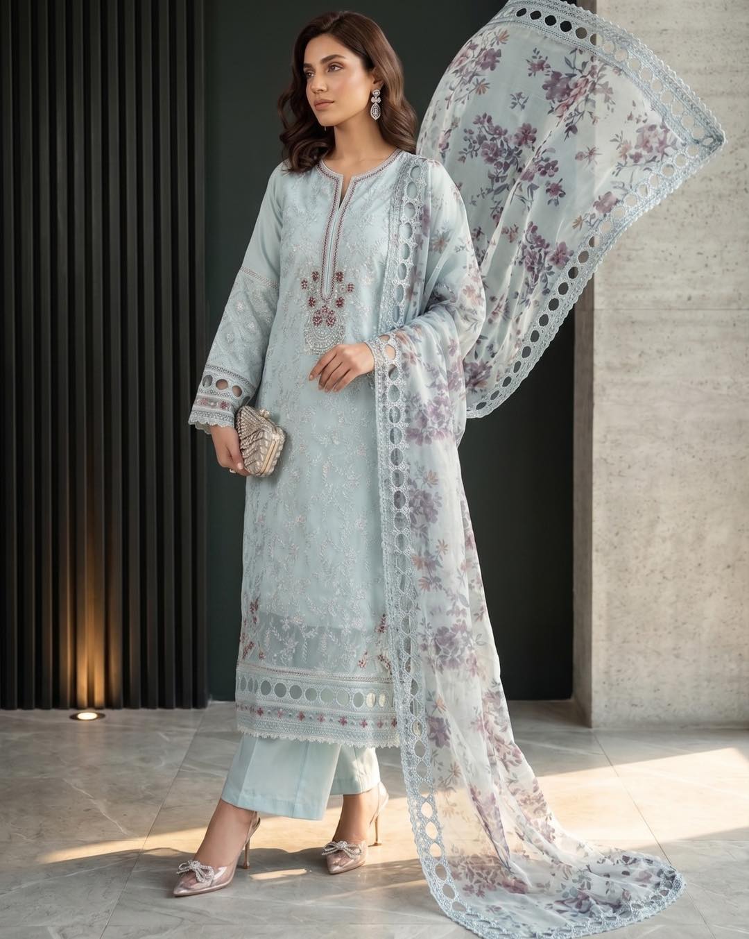 D-11804 - DILKASH BY RAIKHTA 3 Piece Stitched Embroidered Organza
