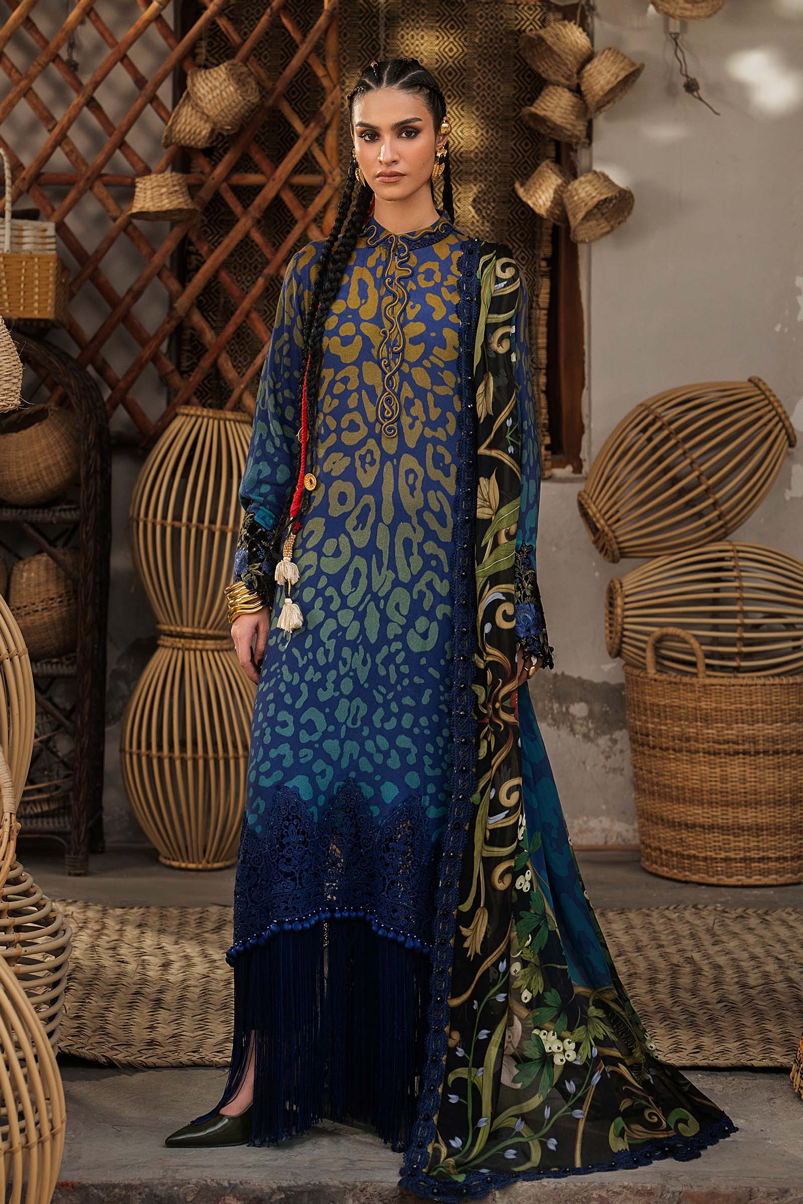 M Prints by Maria B Unstitched Embroidered Linen Suit - MPT-3101-B