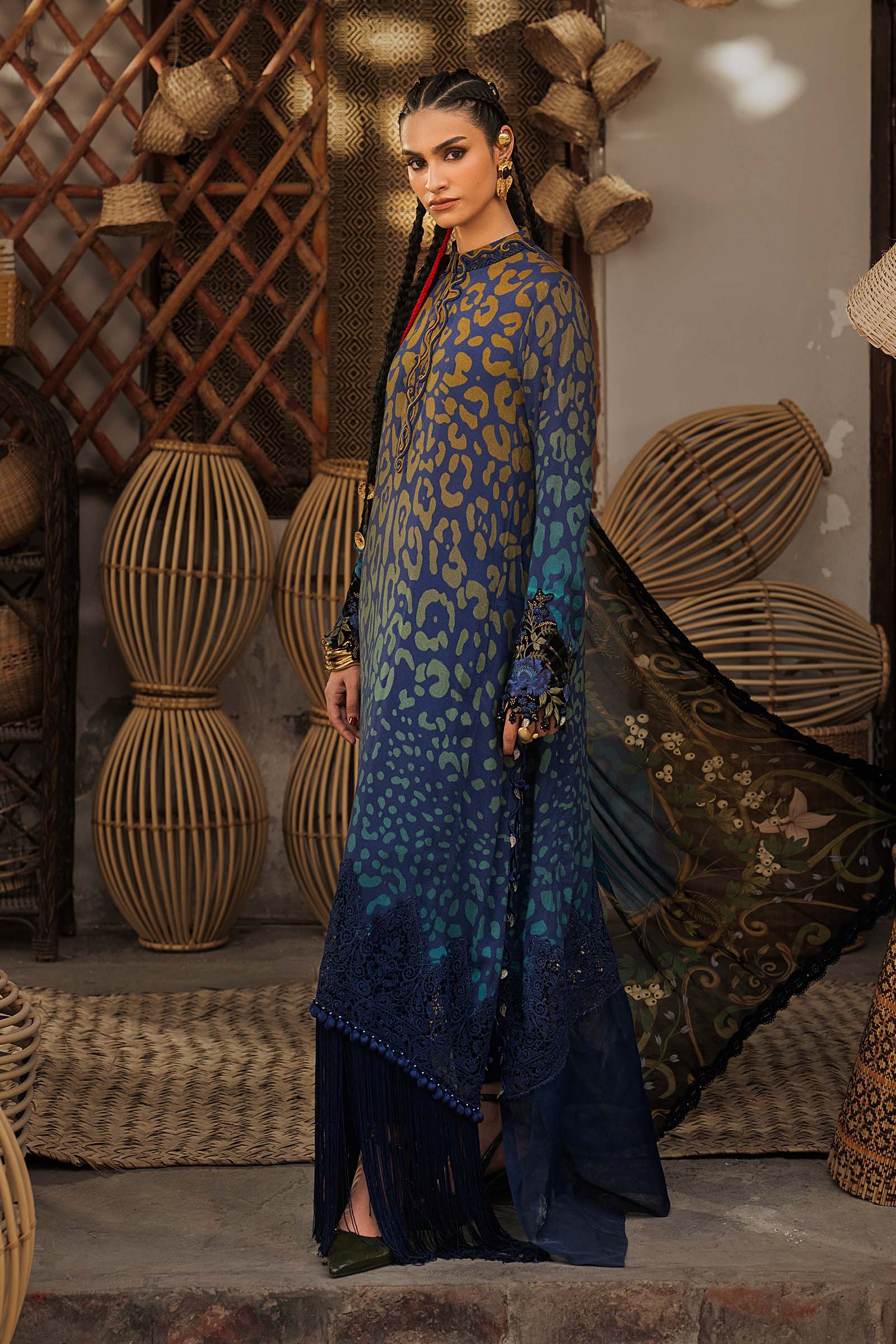 M Prints by Maria B Unstitched Embroidered Linen Suit - MPT-3101-B