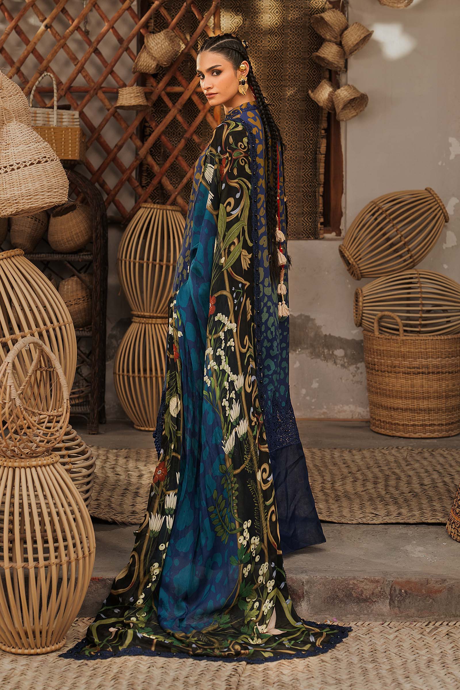 M Prints by Maria B Unstitched Embroidered Linen Suit - MPT-3101-B