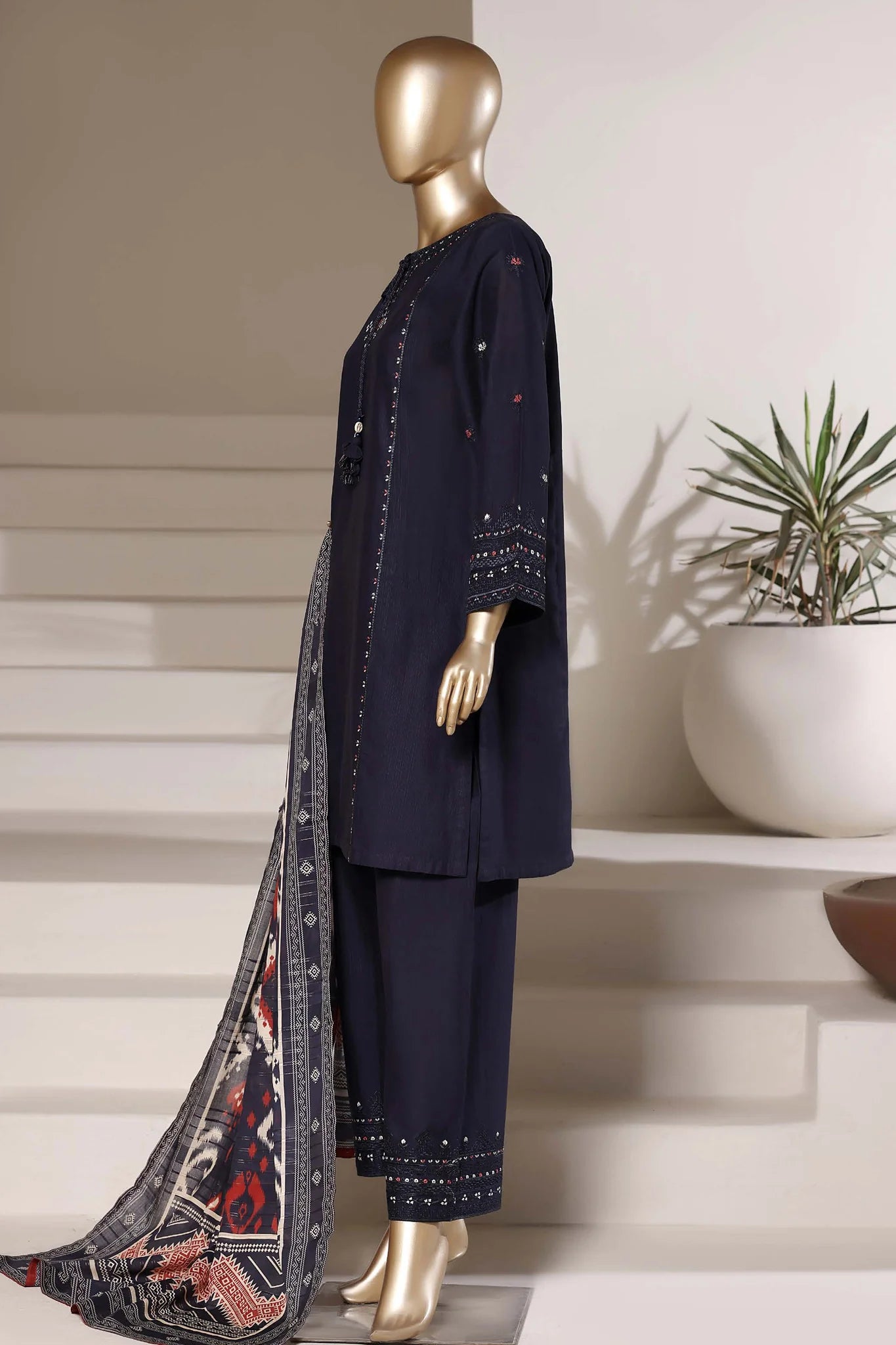Eclair By Sada Bahar Stitched 3 Piece Emb Lawn Suit-D-266-BLUE