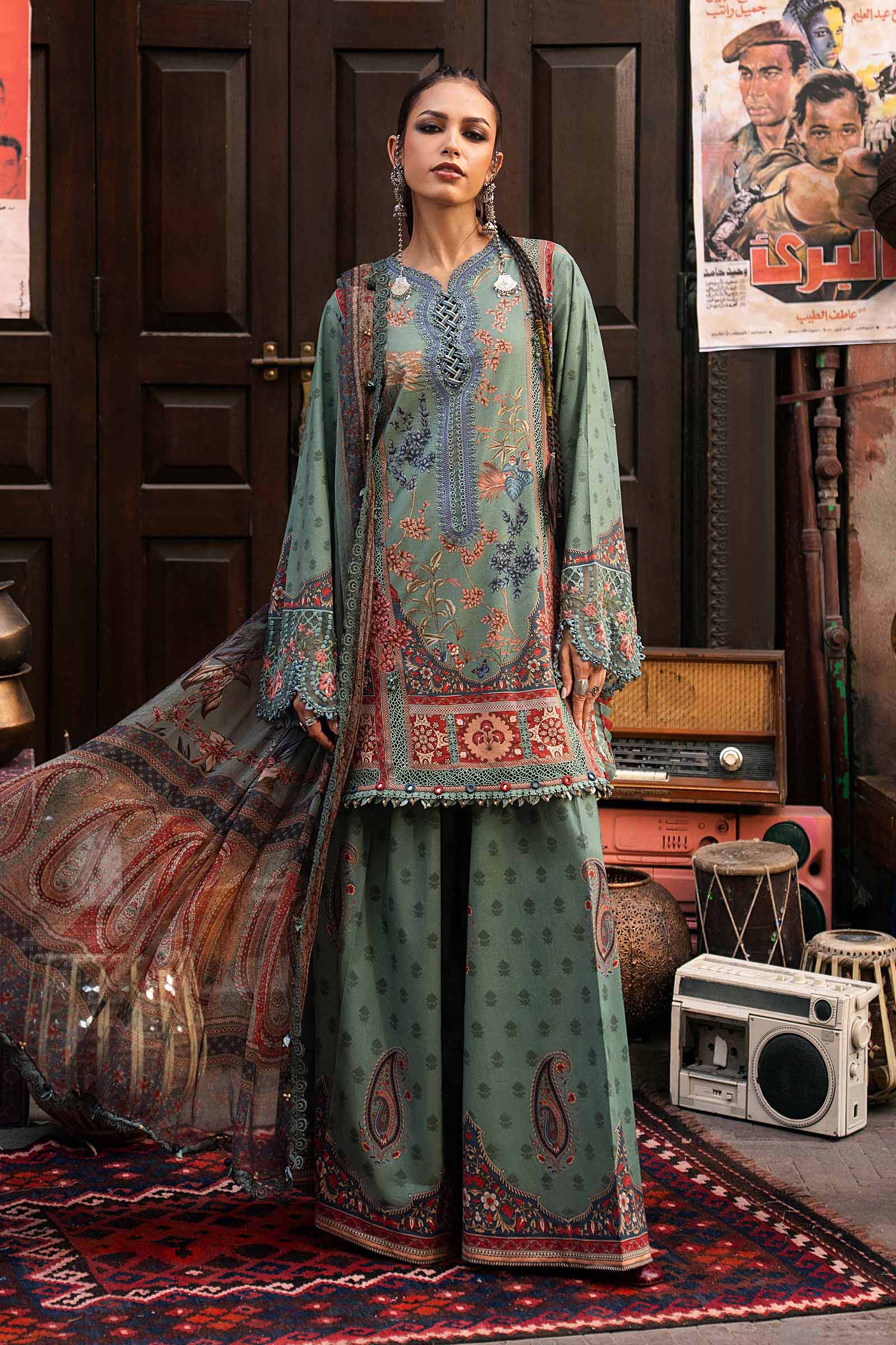 M Prints by Maria B Unstitched Embroidered Cambric Suit - MPT-3102-A