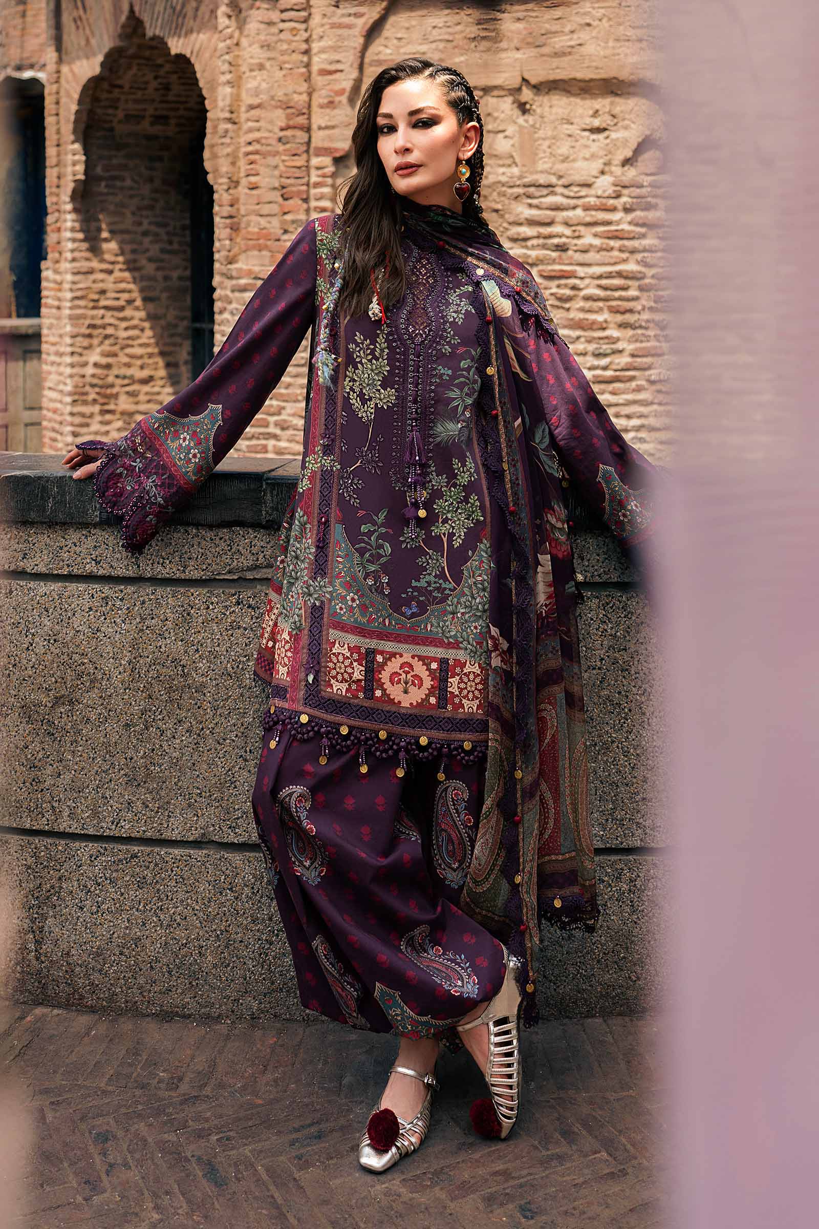 M Prints by Maria B Unstitched Embroidered Cambric Suit - MPT-3102-B