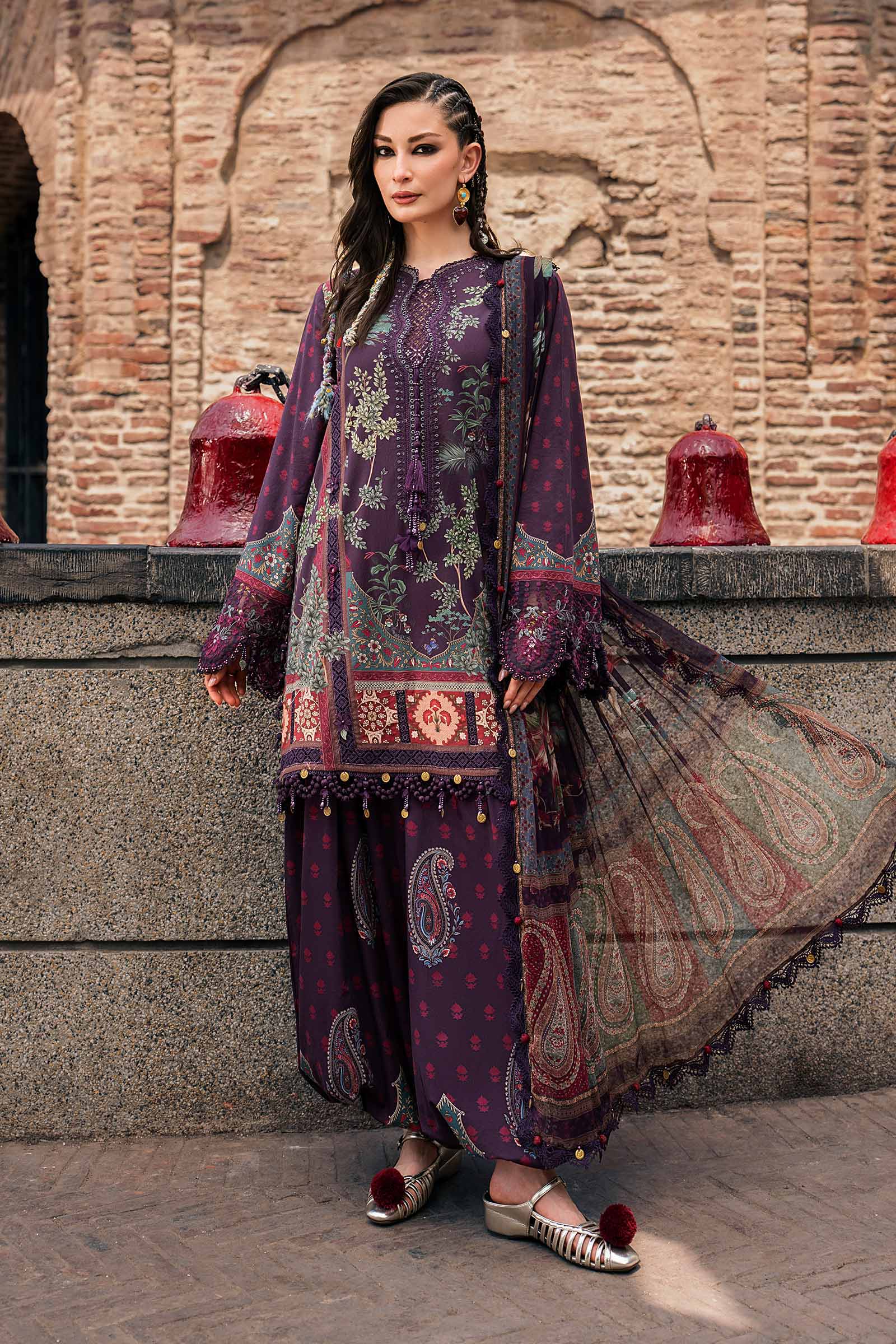 M Prints by Maria B Unstitched Embroidered Cambric Suit - MPT-3102-B