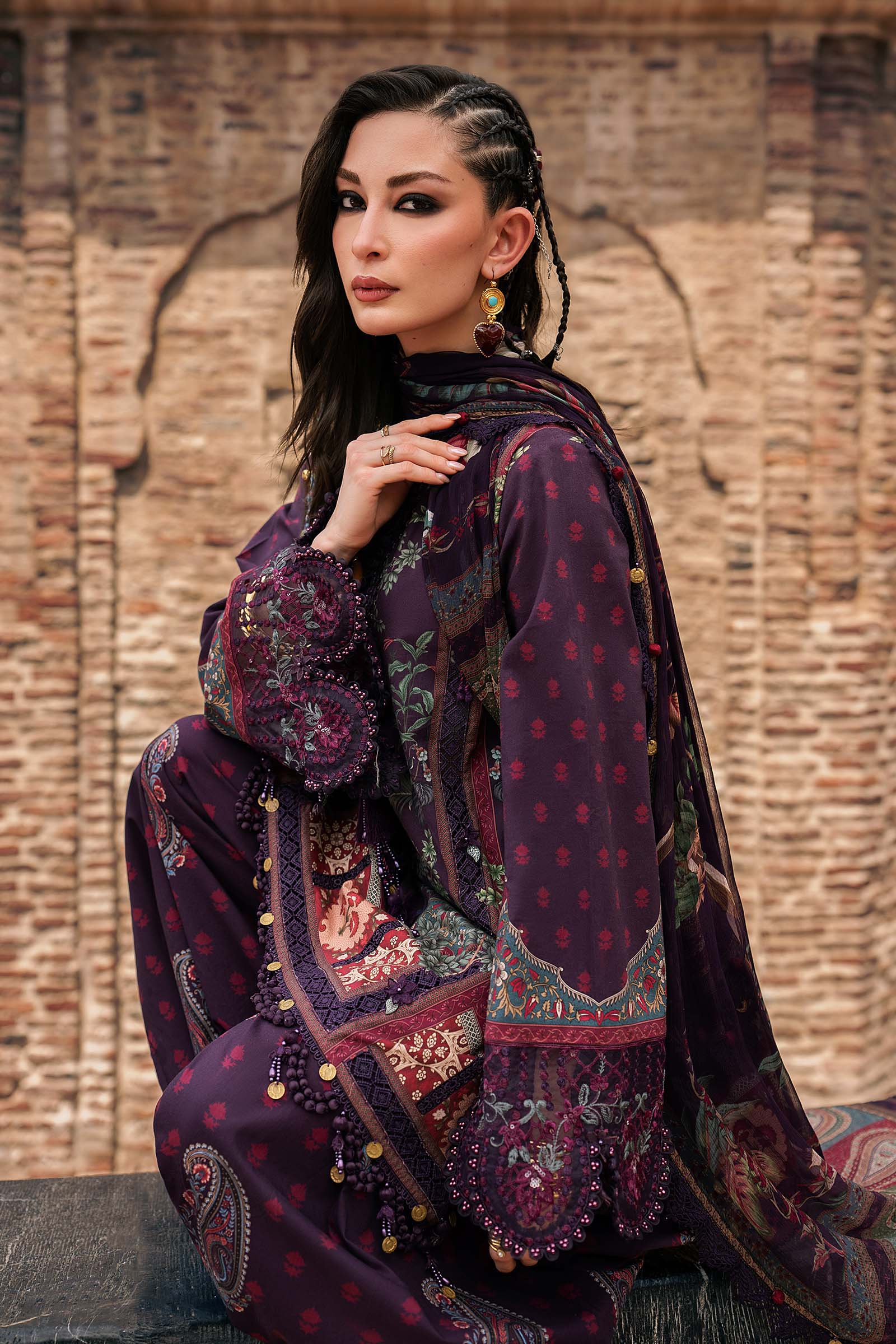 M Prints by Maria B Unstitched Embroidered Cambric Suit - MPT-3102-B