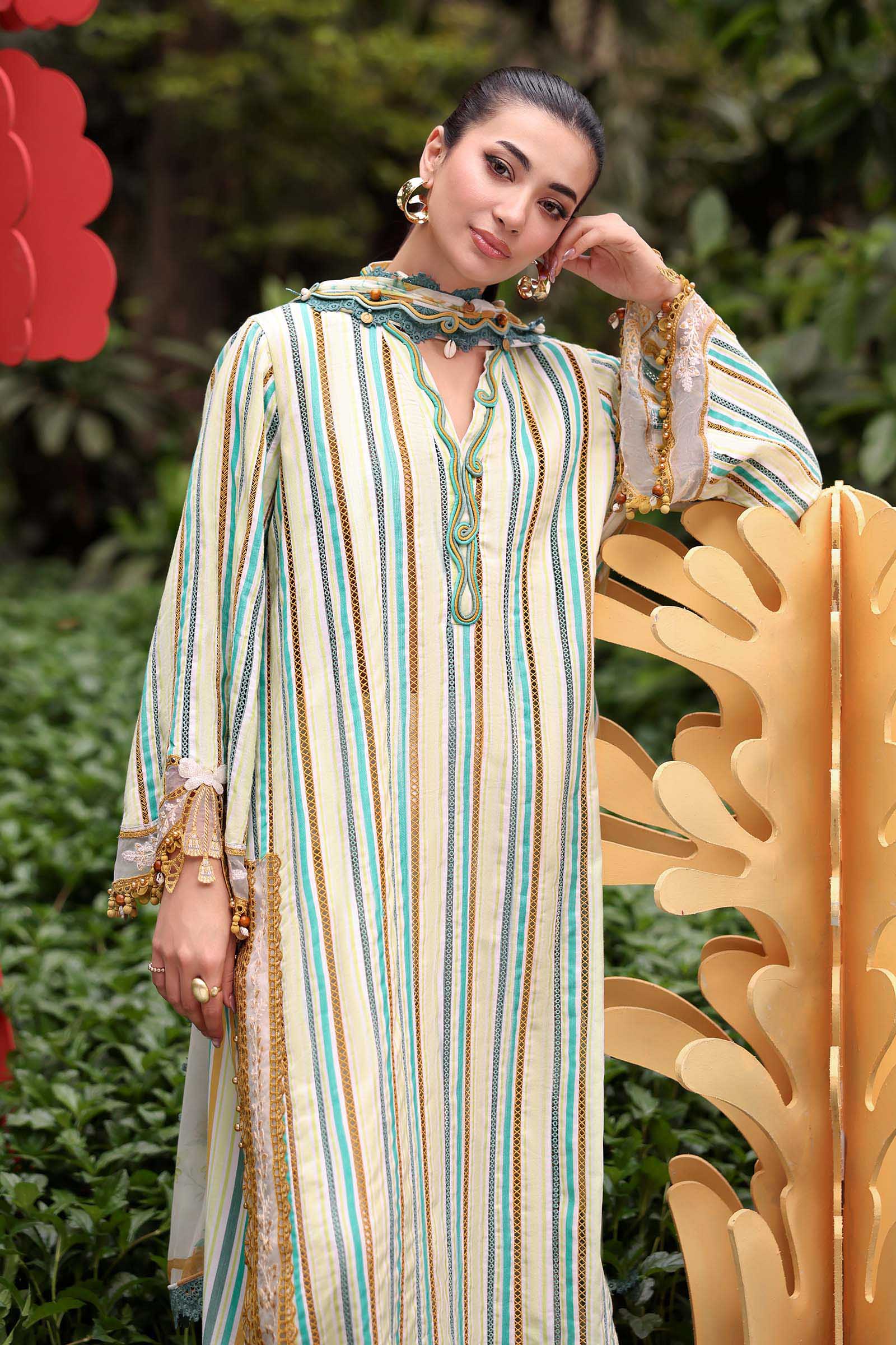 Maria.B M Prints - 3 Piece Unstitched Embroidered Jacquard Suit - MPT-3002-B