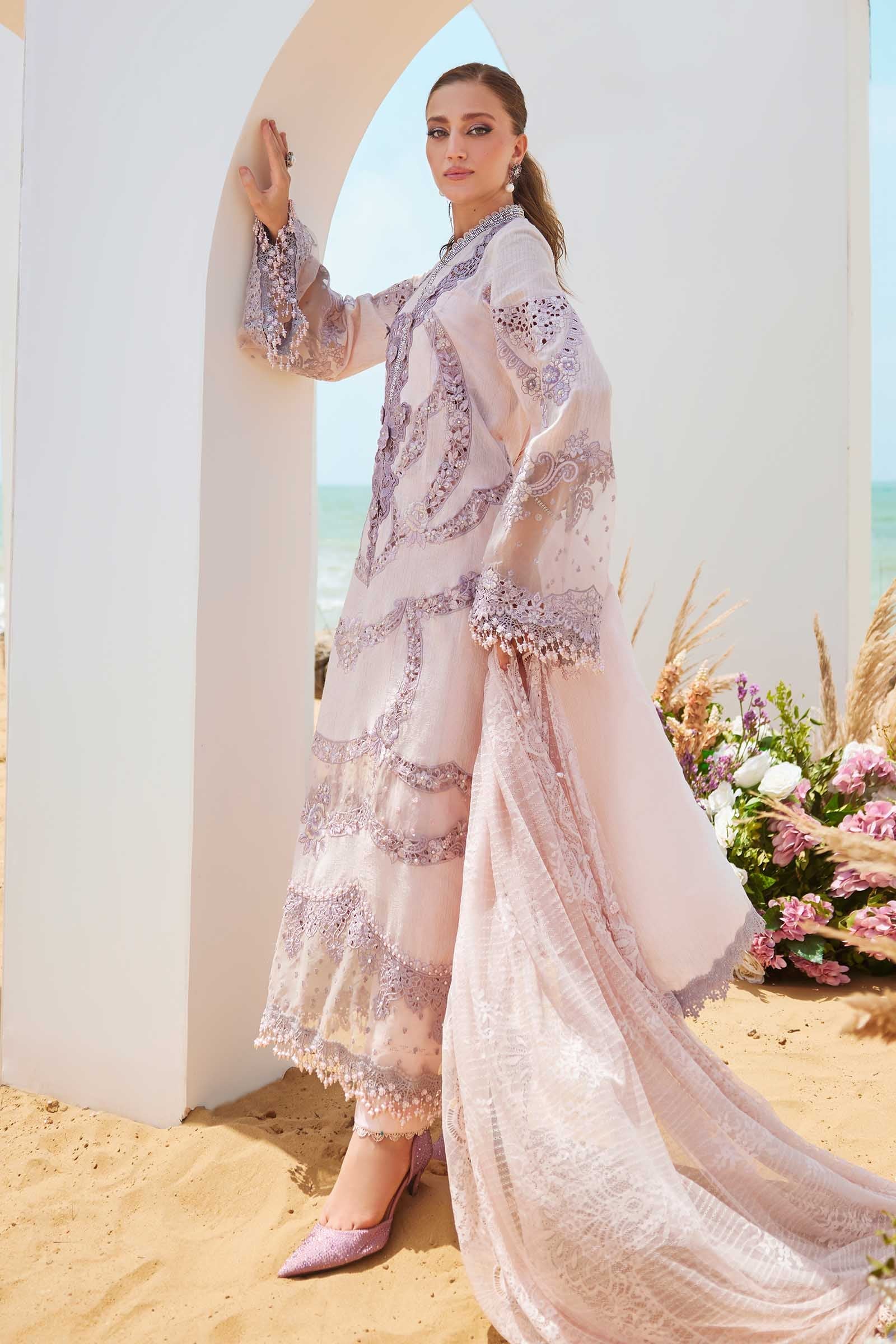 3 Piece Unstitched Embroidered Jacquard Lawn Suit | EID LAWN-25-02 - MARIA.B