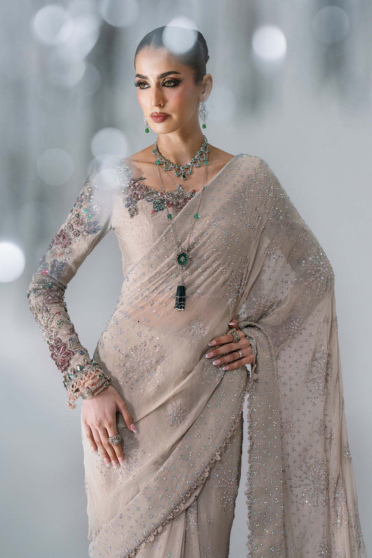 3 Piece Unstitched Embroidered Chiffon Saree MARIA B MBROIDERED | D-3