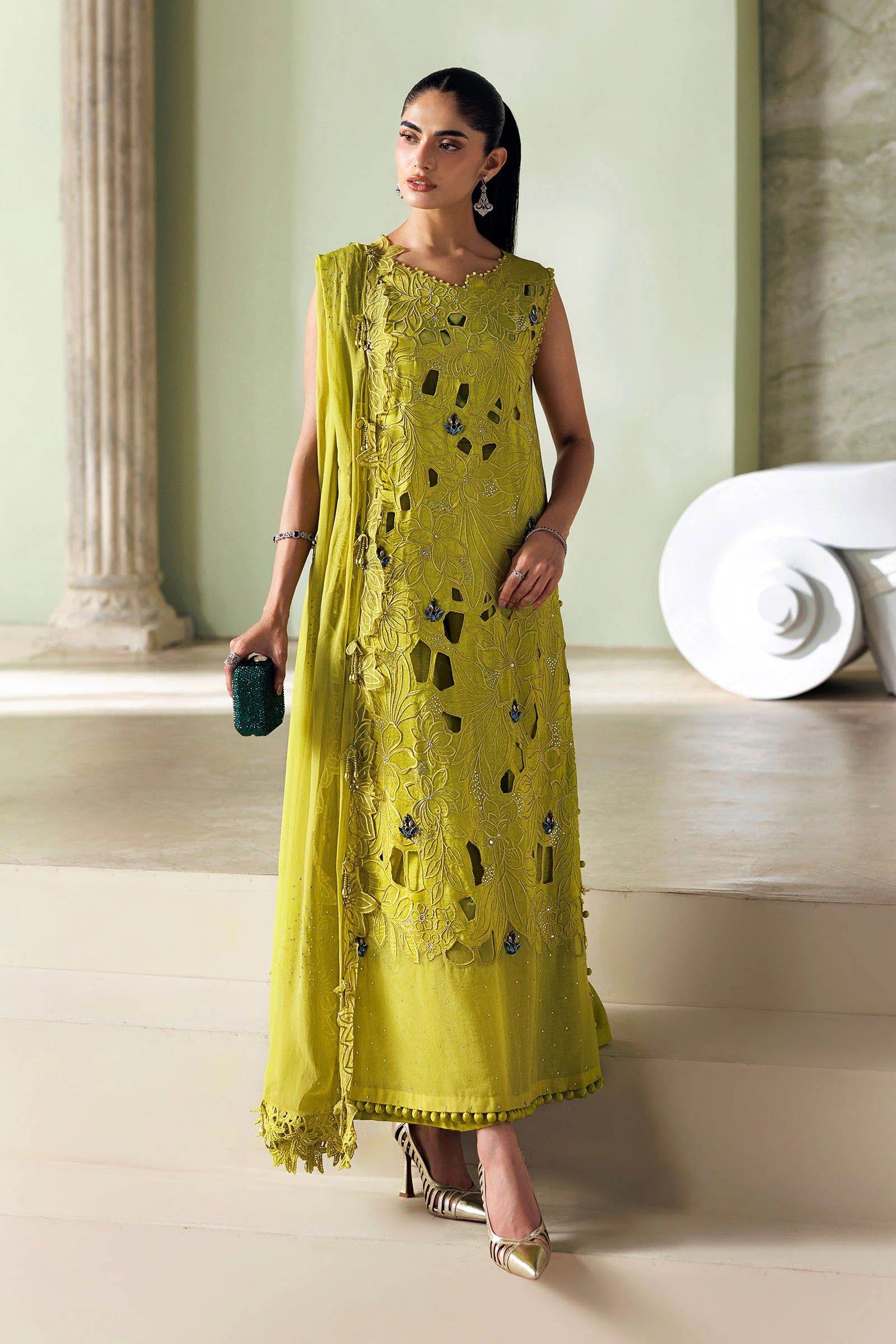 Soiree by Maria B Unstitched Embroidered Raw Silk 3 Piece Suit | D3 - Festive Collection
