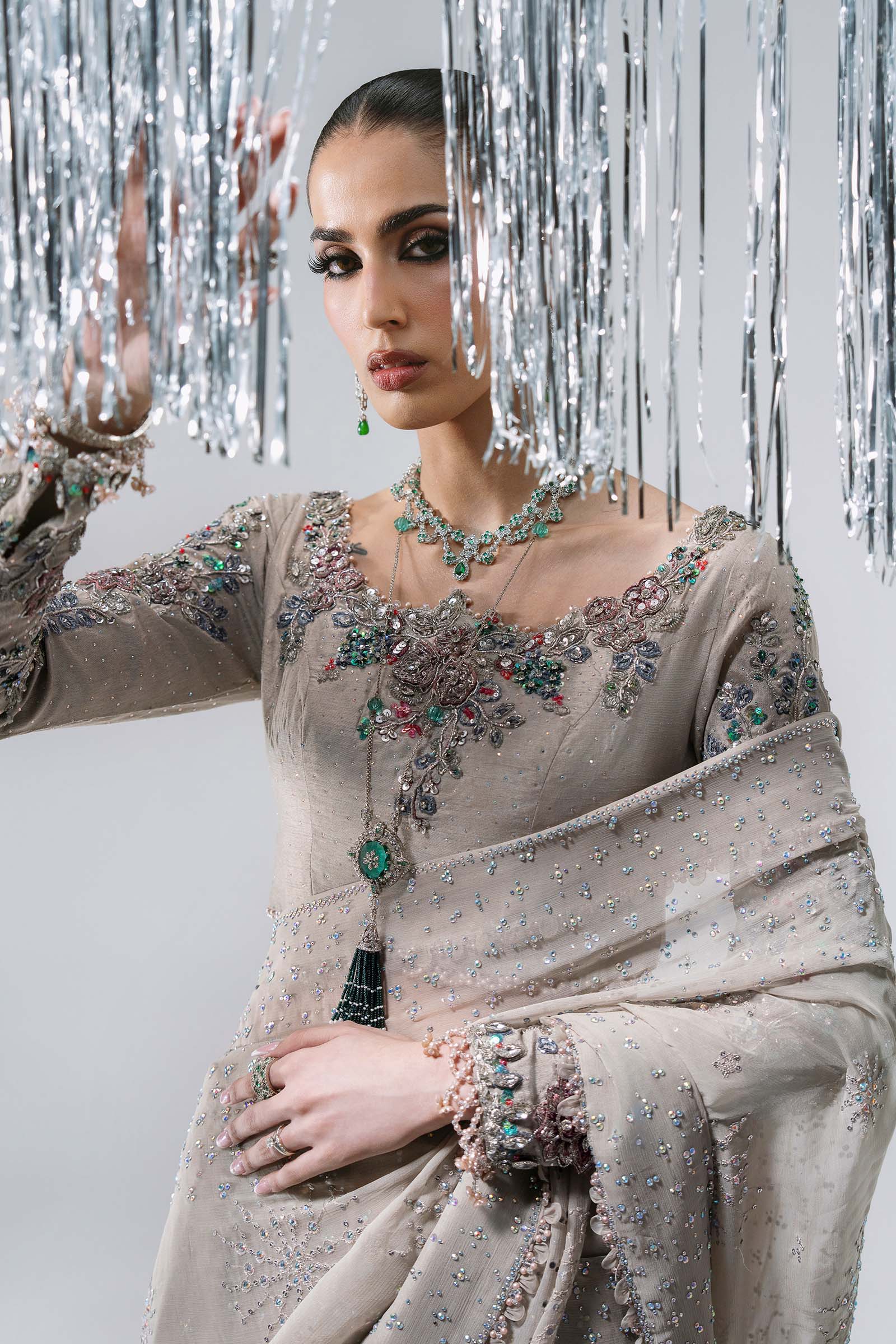 3 Piece Unstitched Embroidered Chiffon Saree MARIA B MBROIDERED | D-3