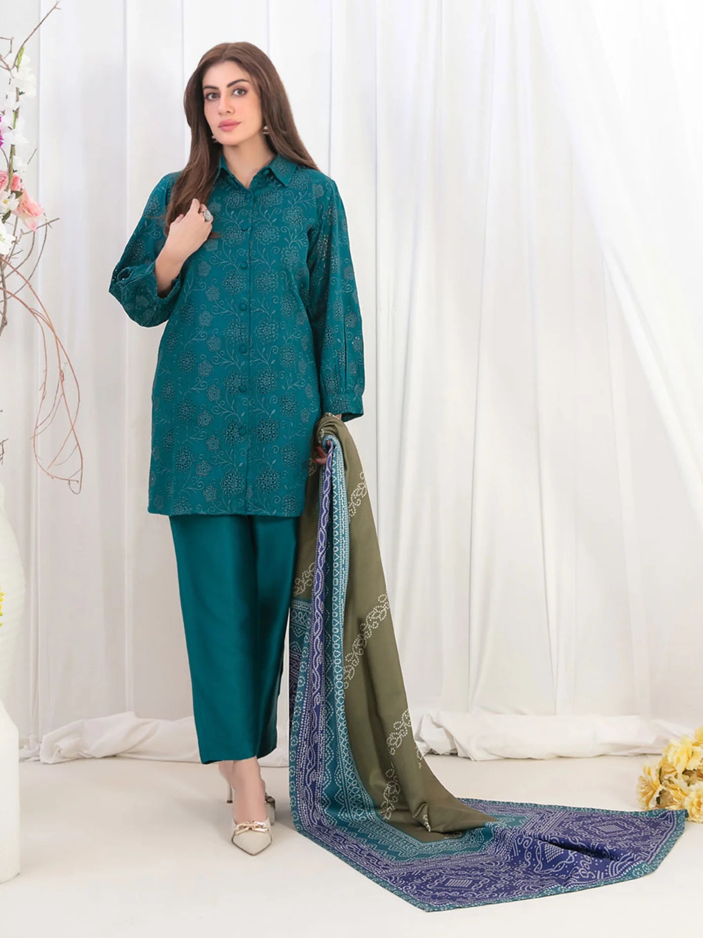 D-3714 - Tabana By Tawakkal  Embroidered Stiched Suit