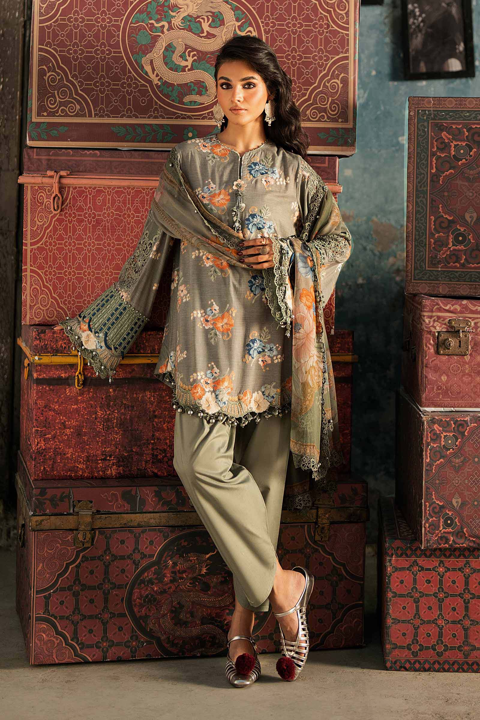 M Prints by Maria B Unstitched Embroidered Cambric Suit - MPT-3103-A