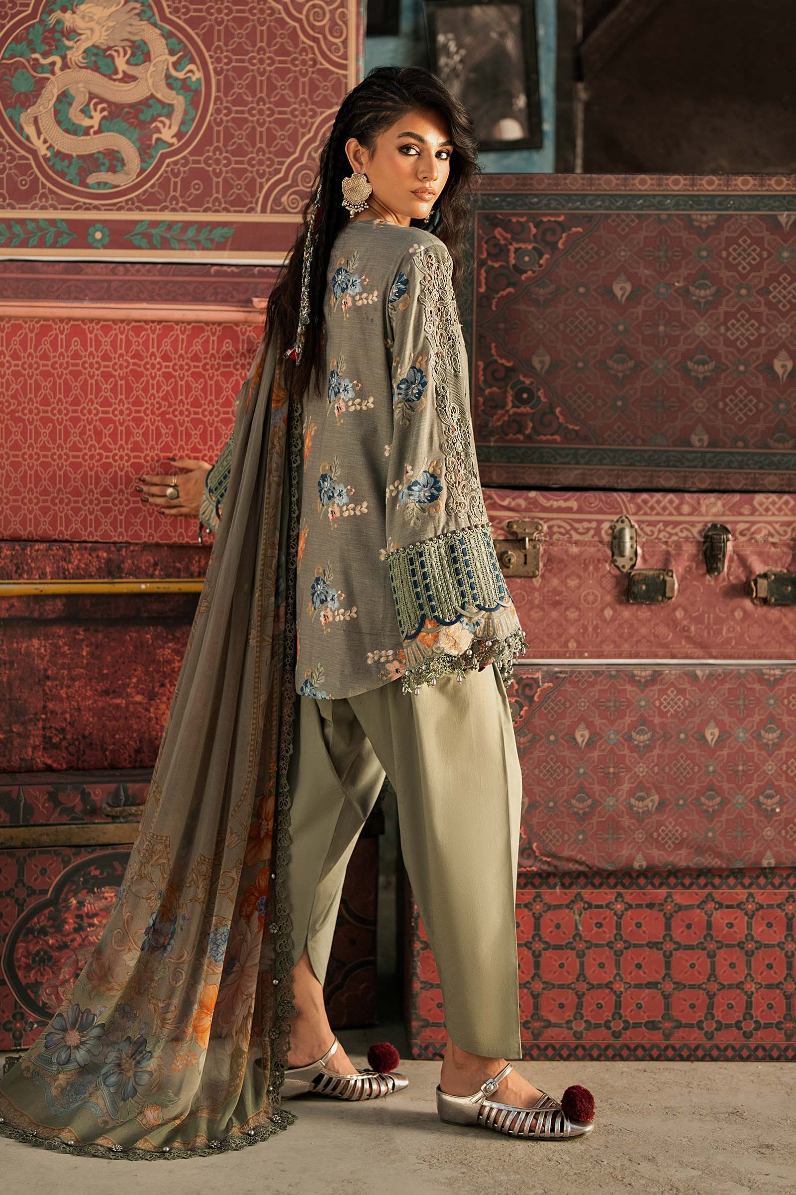 M Prints by Maria B Unstitched Embroidered Cambric Suit - MPT-3103-A