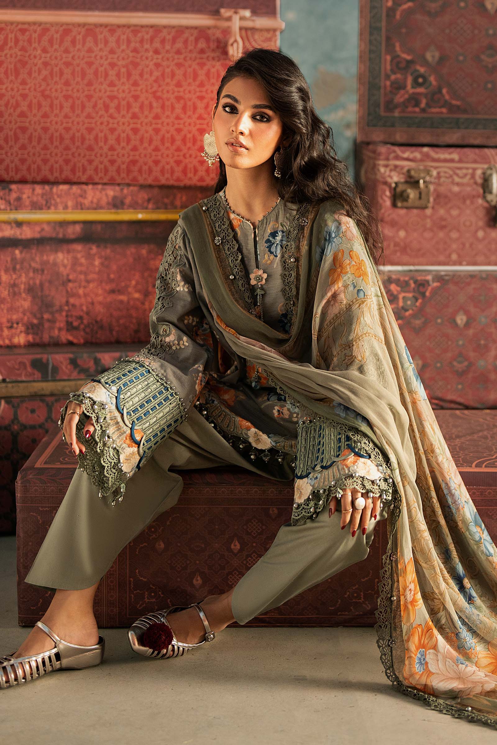 M Prints by Maria B Unstitched Embroidered Cambric Suit - MPT-3103-A