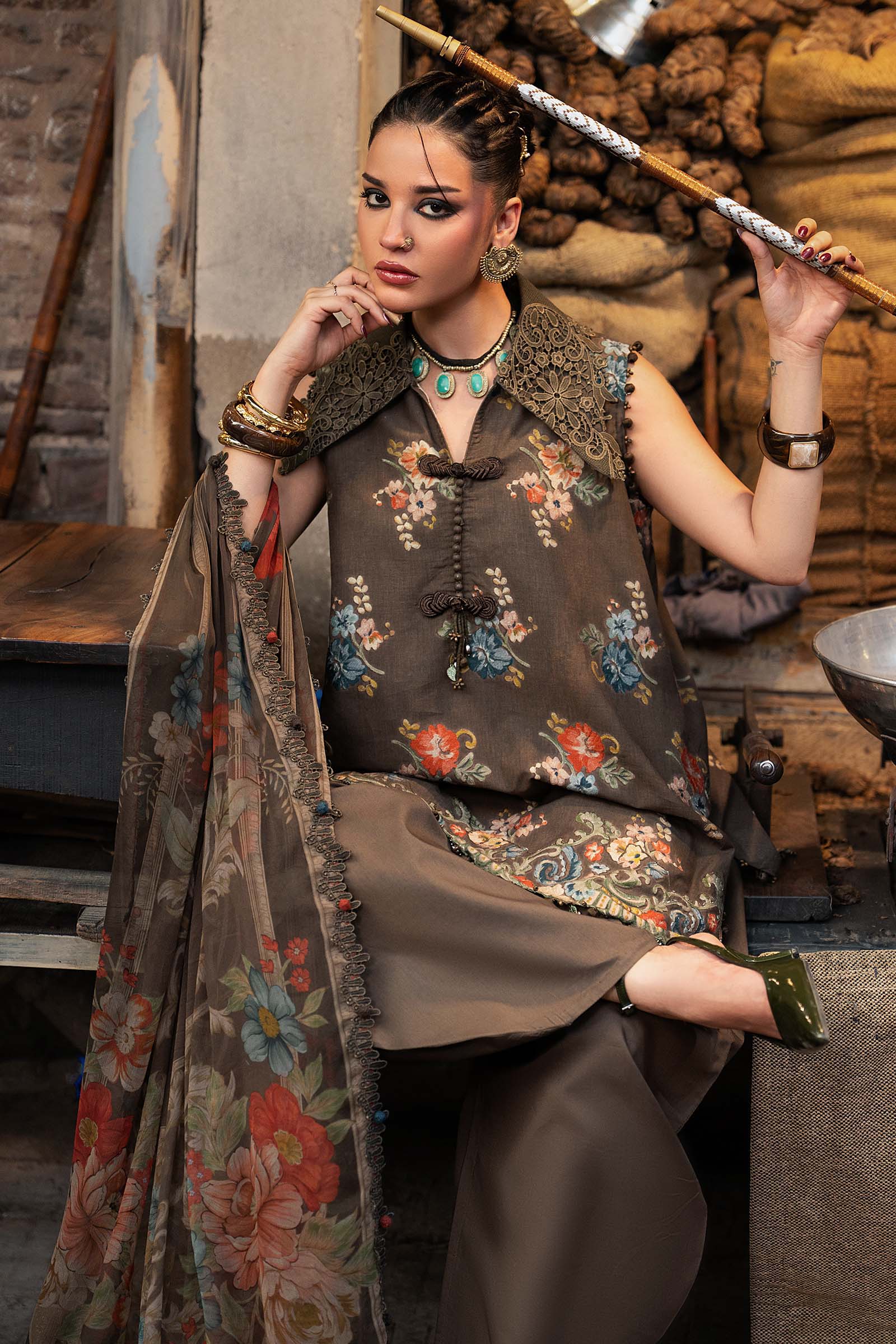 M Prints by Maria B Unstitched Embroidered Cambric Suit - MPT-3103-B