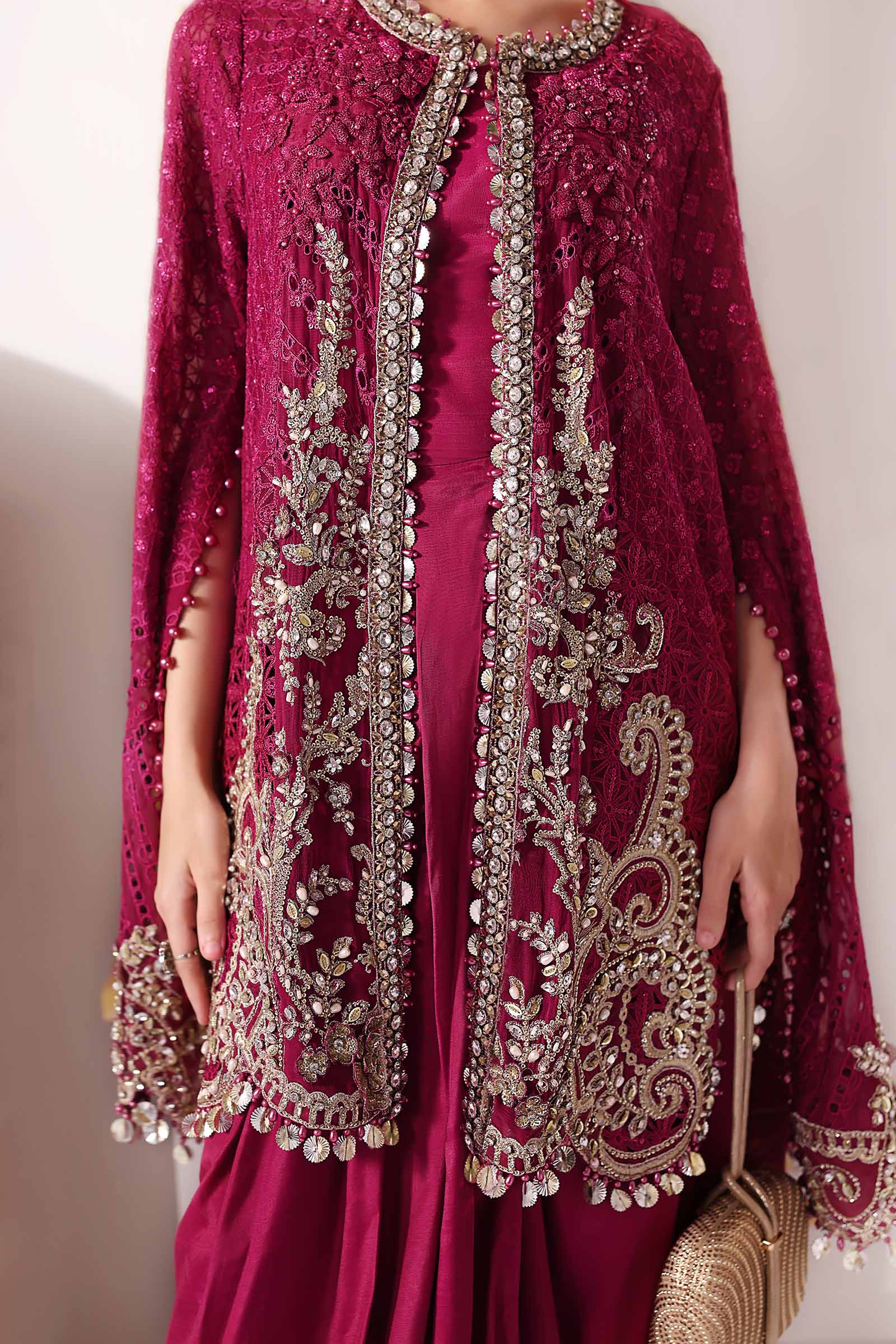 3 Piece Unstitched Embroidered Chiffon Suit | BD-3003 - MARIA.B