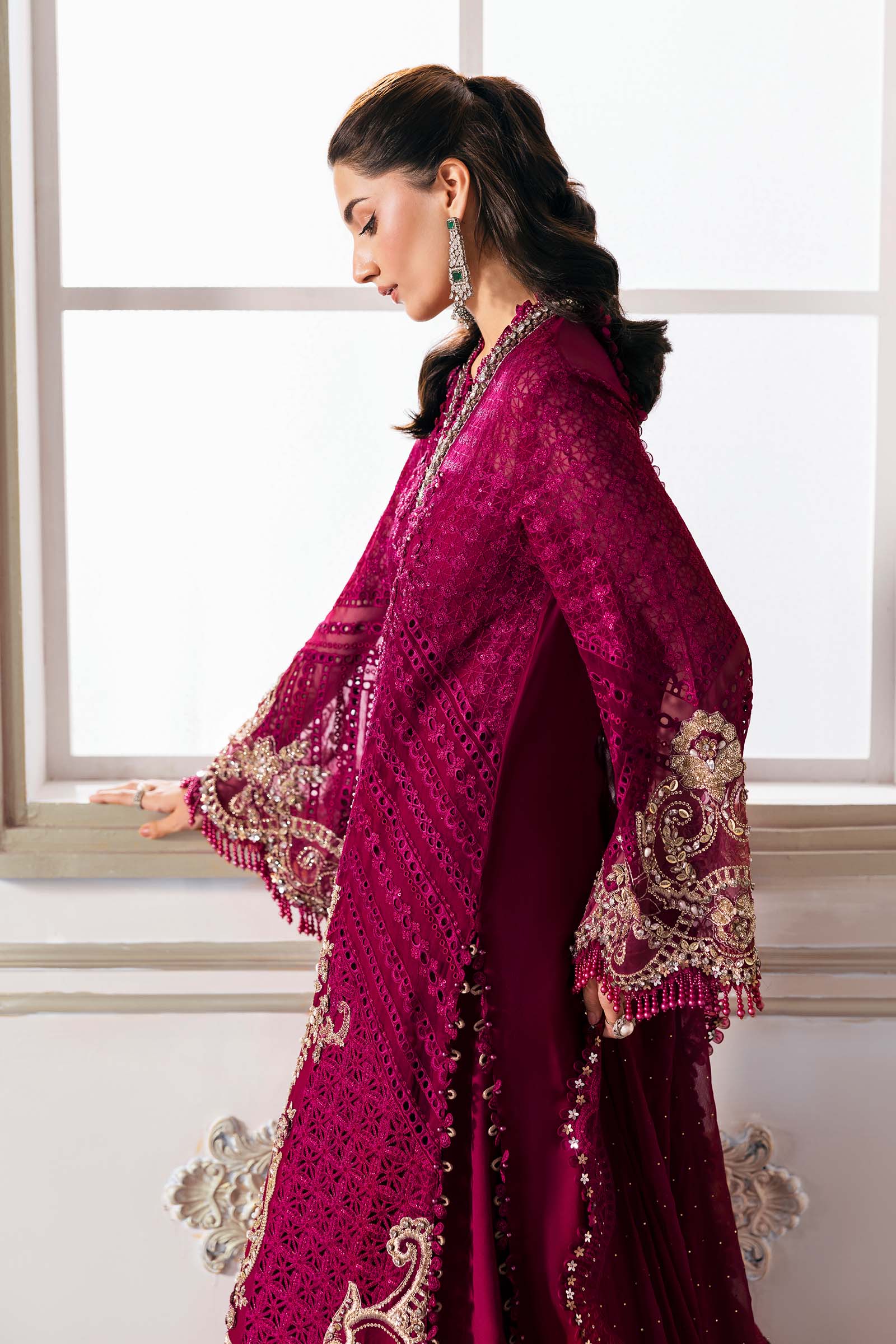 3 Piece Unstitched Embroidered Chiffon Suit | BD-3003 - MARIA.B