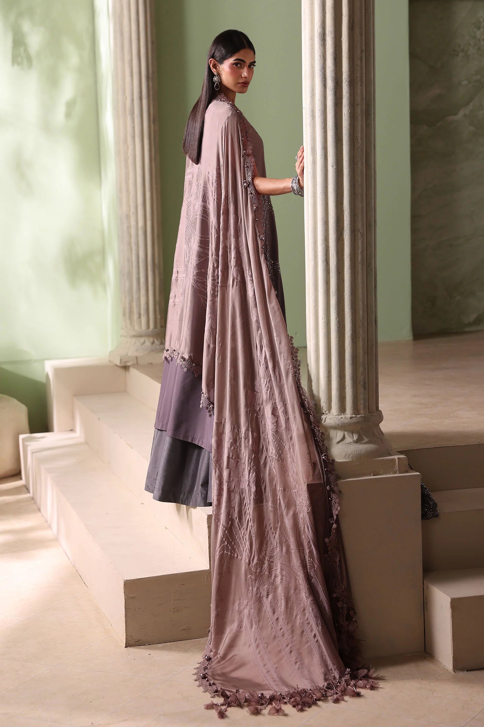 Soiree by Maria B Unstitched Embroidered Raw Silk 3 Piece Suit | D4 - Festive Collection