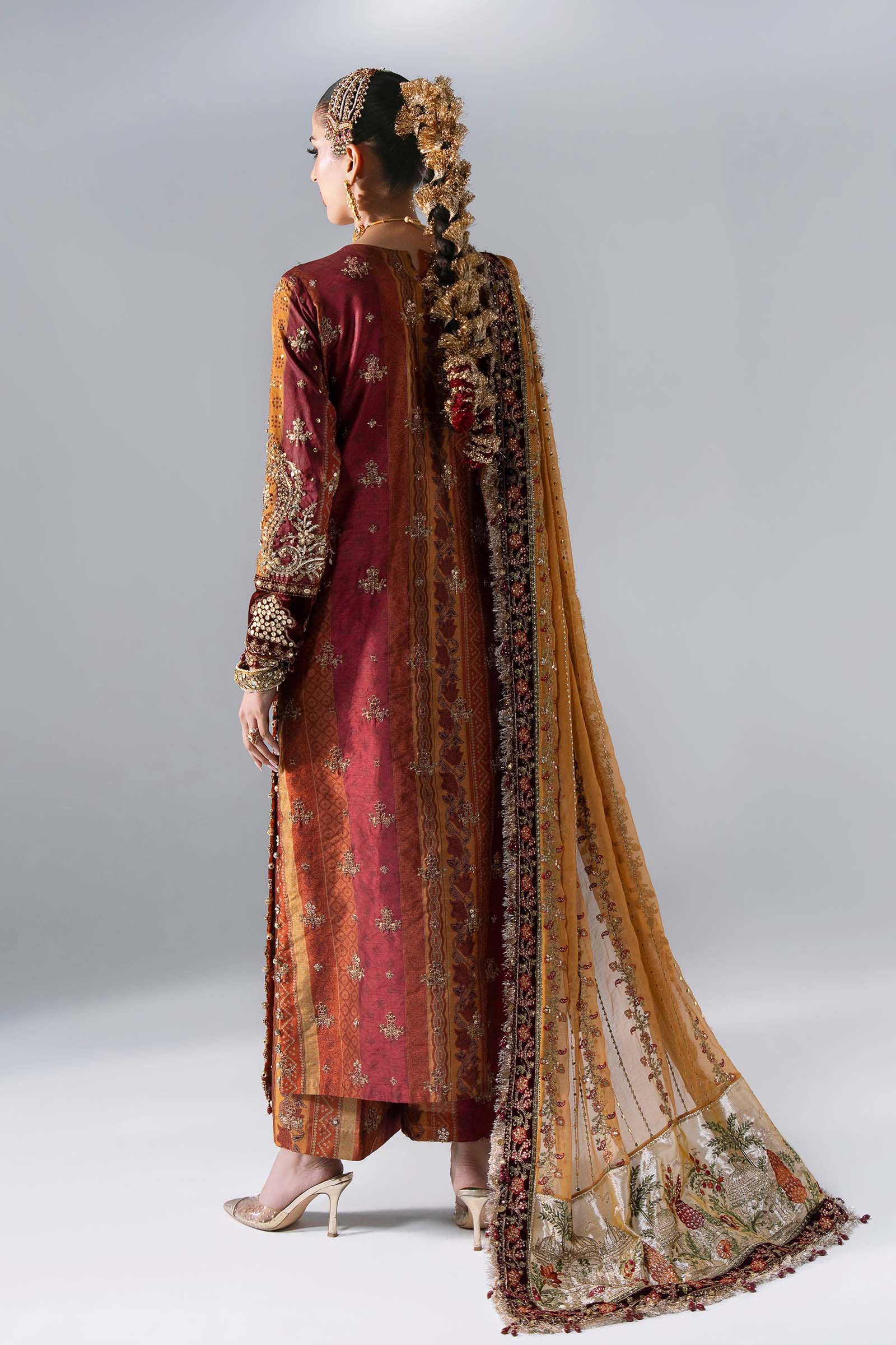 3 Piece Unstitched Embroidered Raw Silk Suit MARIA B MBROIDERED | D-4