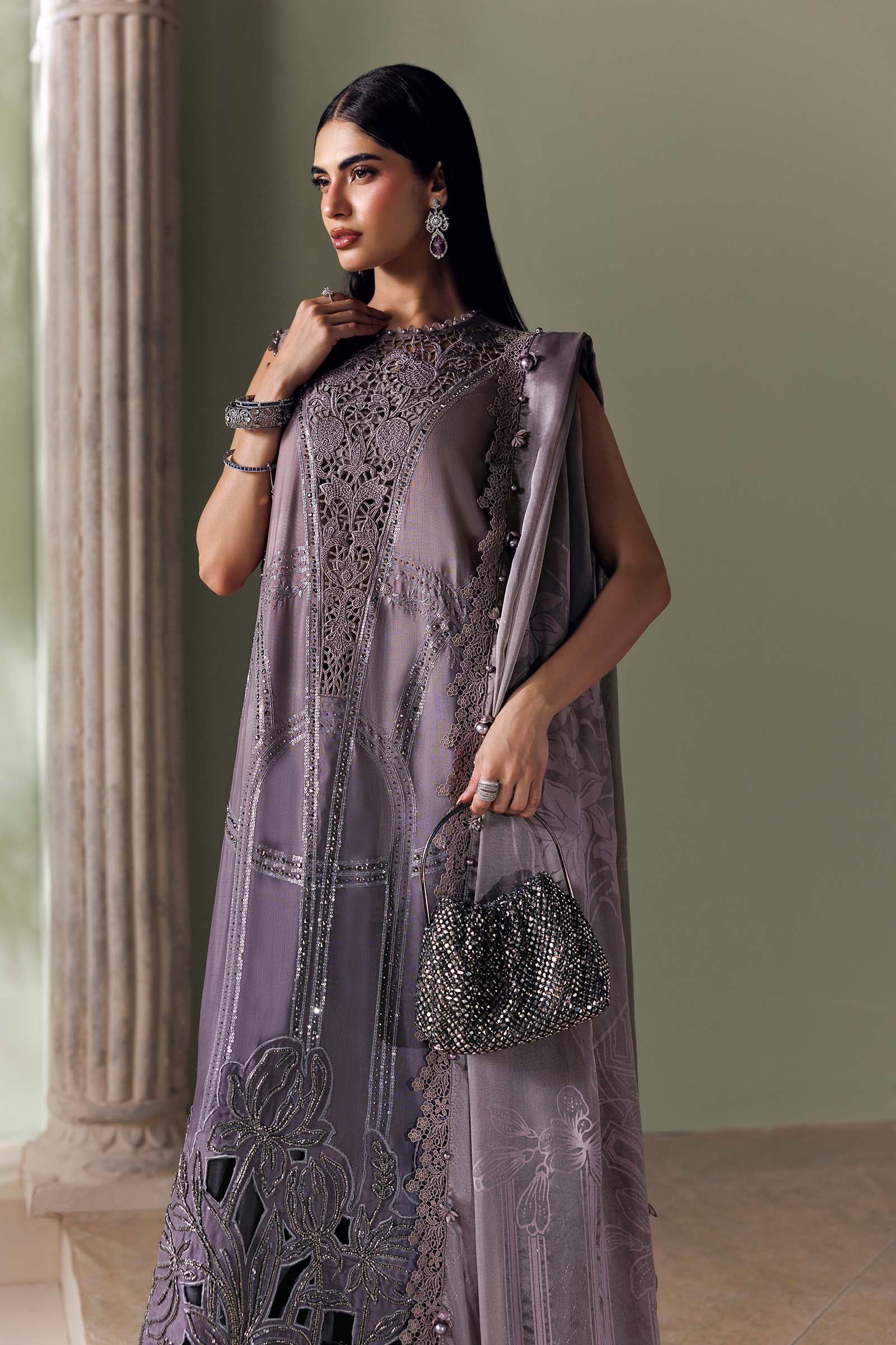 Soiree by Maria B Unstitched Embroidered Raw Silk 3 Piece Suit | D4 - Festive Collection