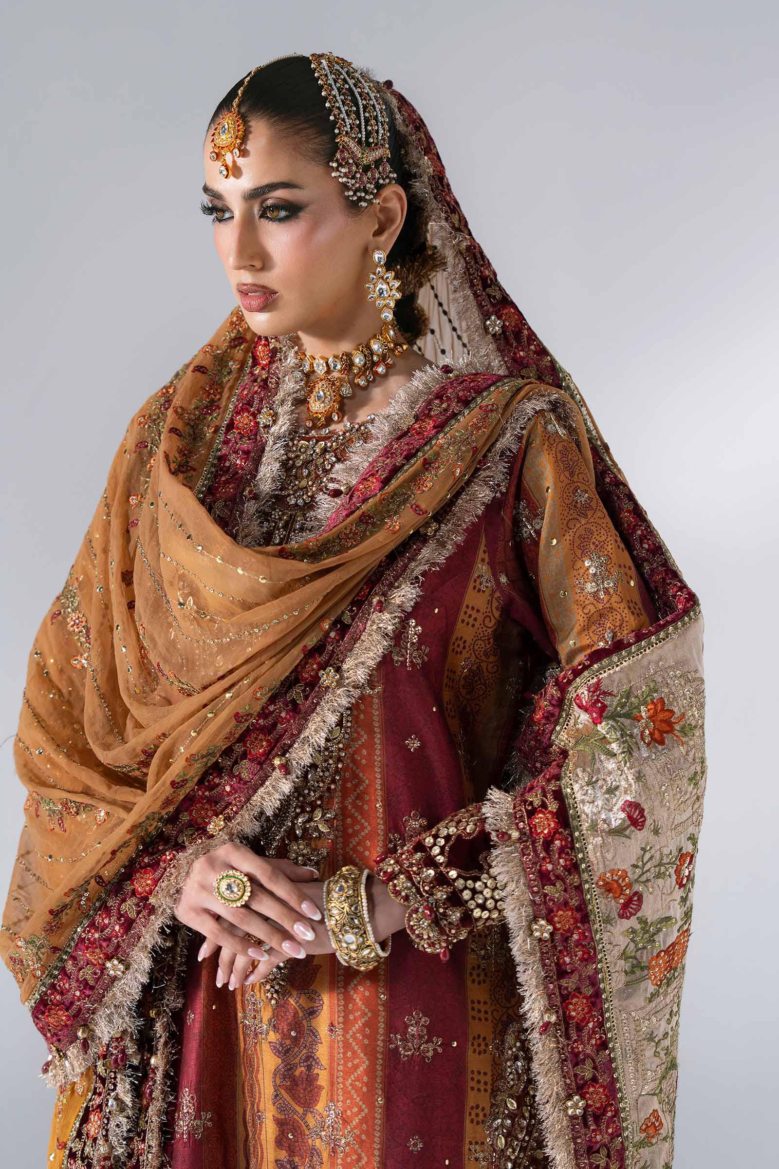 3 Piece Unstitched Embroidered Raw Silk Suit MARIA B MBROIDERED | D-4