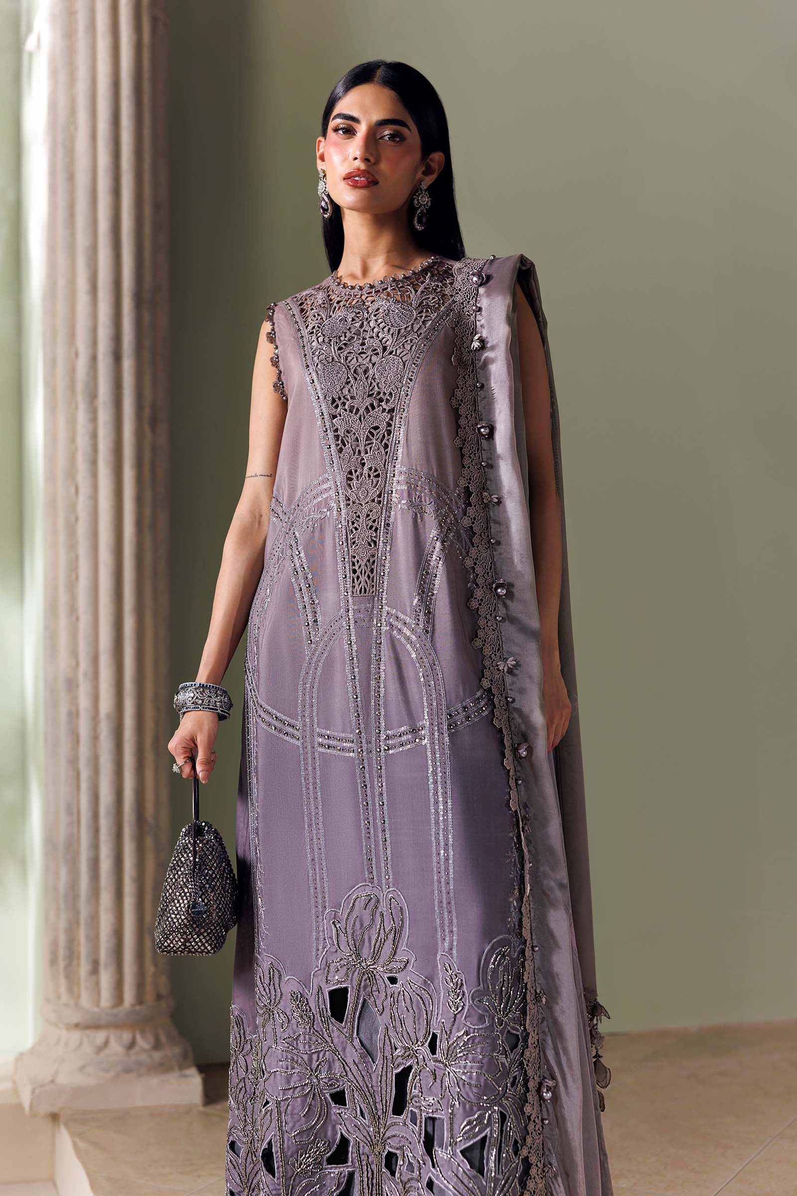 Soiree by Maria B Unstitched Embroidered Raw Silk 3 Piece Suit | D4 - Festive Collection