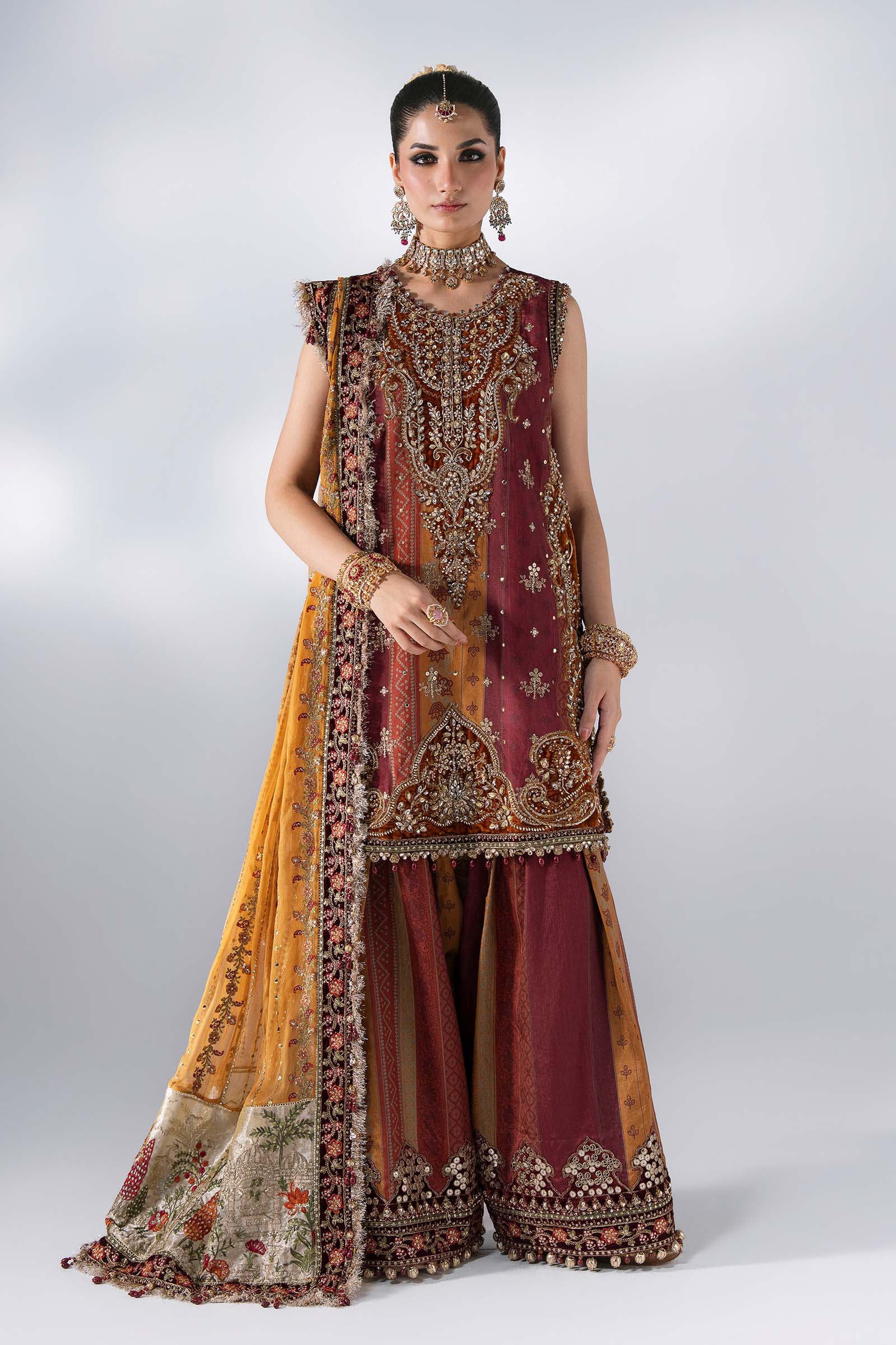 3 Piece Unstitched Embroidered Raw Silk Suit MARIA B MBROIDERED | D-4