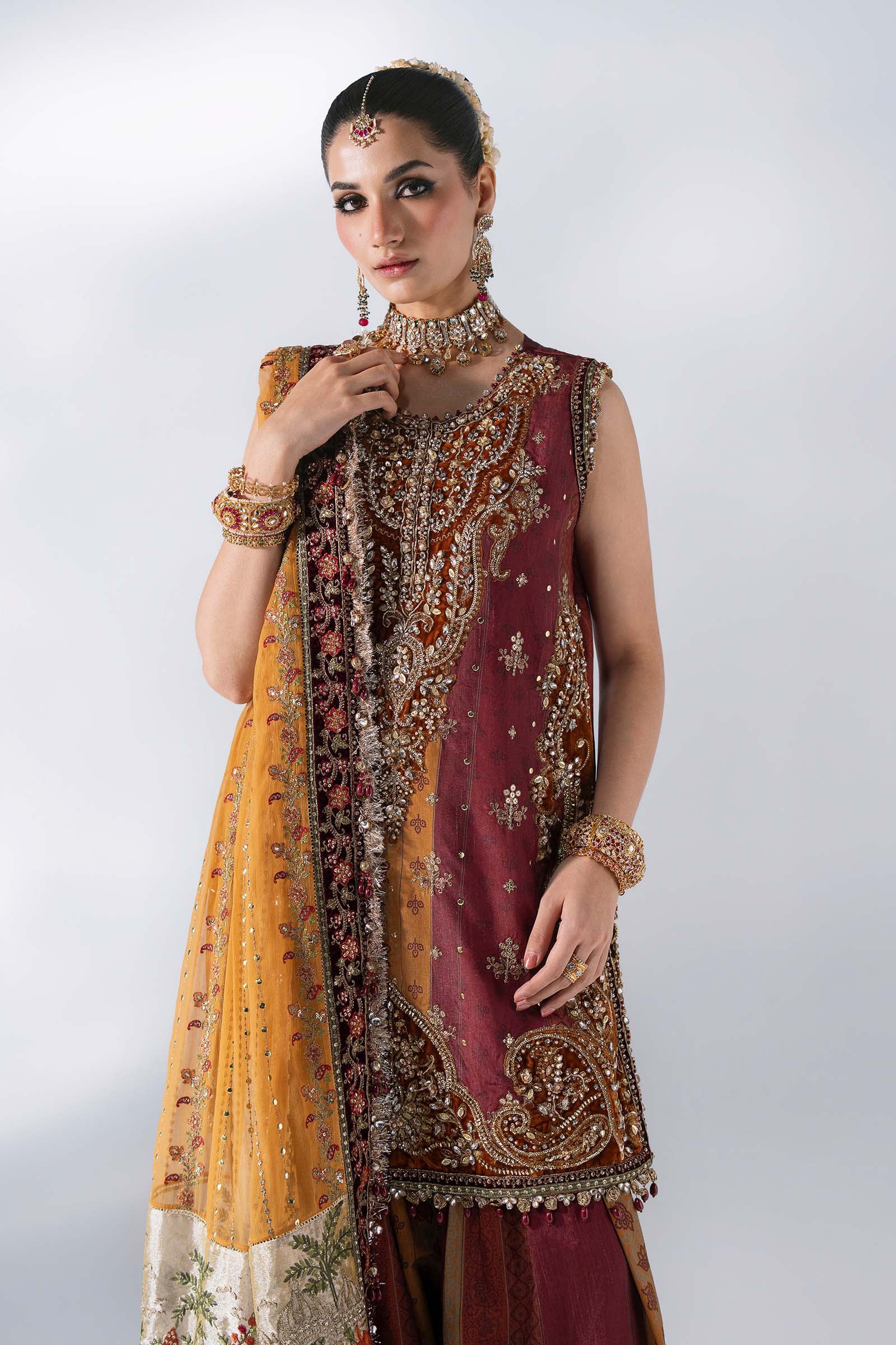 3 Piece Unstitched Embroidered Raw Silk Suit MARIA B MBROIDERED | D-4