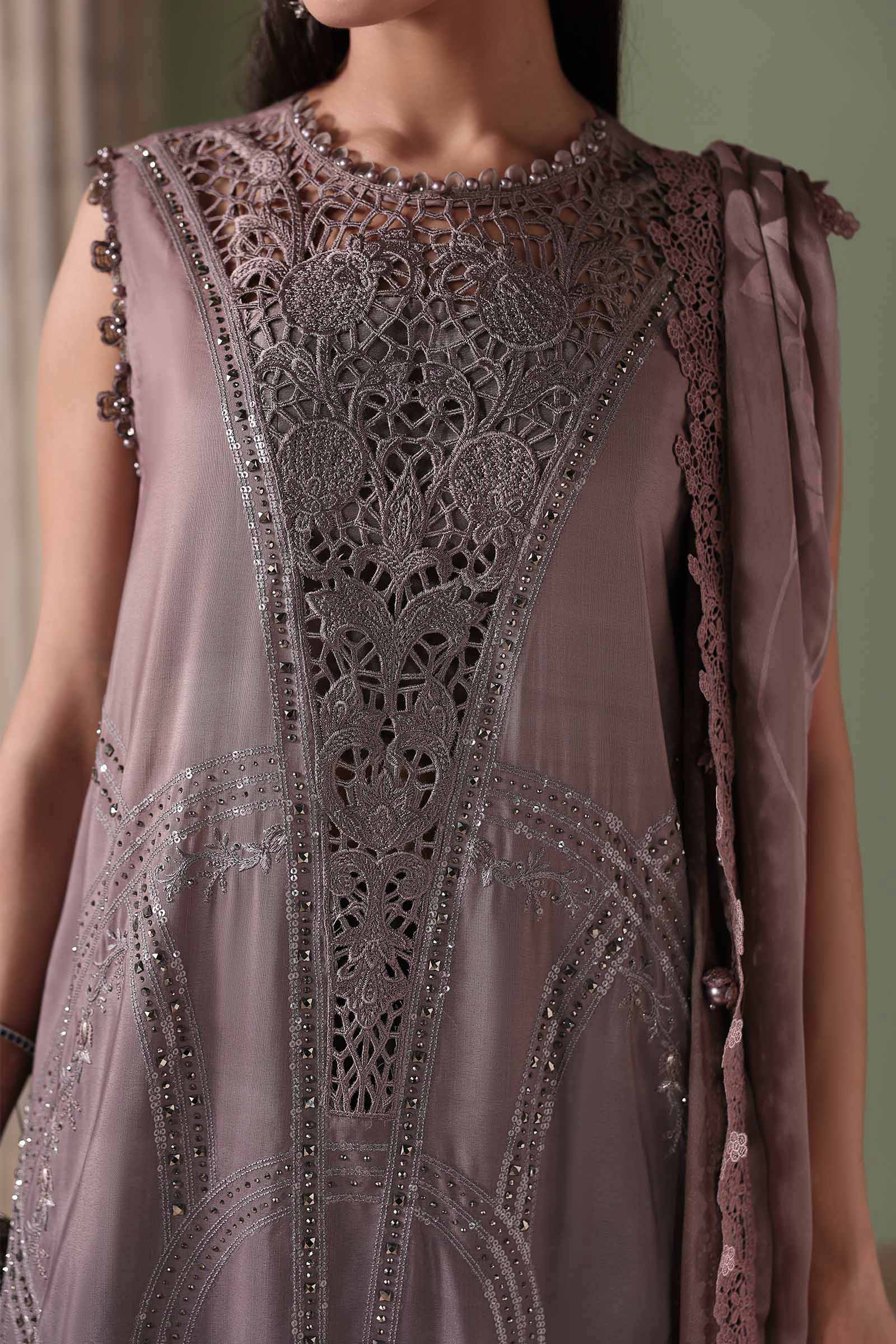 Soiree by Maria B Unstitched Embroidered Raw Silk 3 Piece Suit | D4 - Festive Collection
